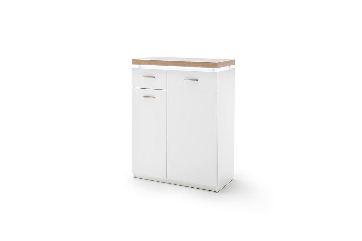 Schuhschrank in Weiß/Eichefarben - Eichefarben/Weiß, MODERN, Holzwerkstoff/Metall (75/99/38cm) - Premium Living