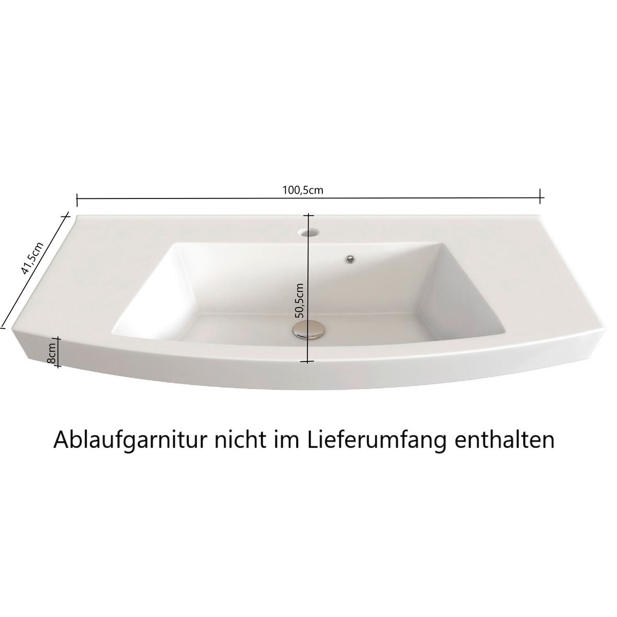 Waschtischkombi ''Manchester'', Eichefarben - Eichefarben/Schwarz, MODERN, Keramik/Holzwerkstoff (100cm) - Held