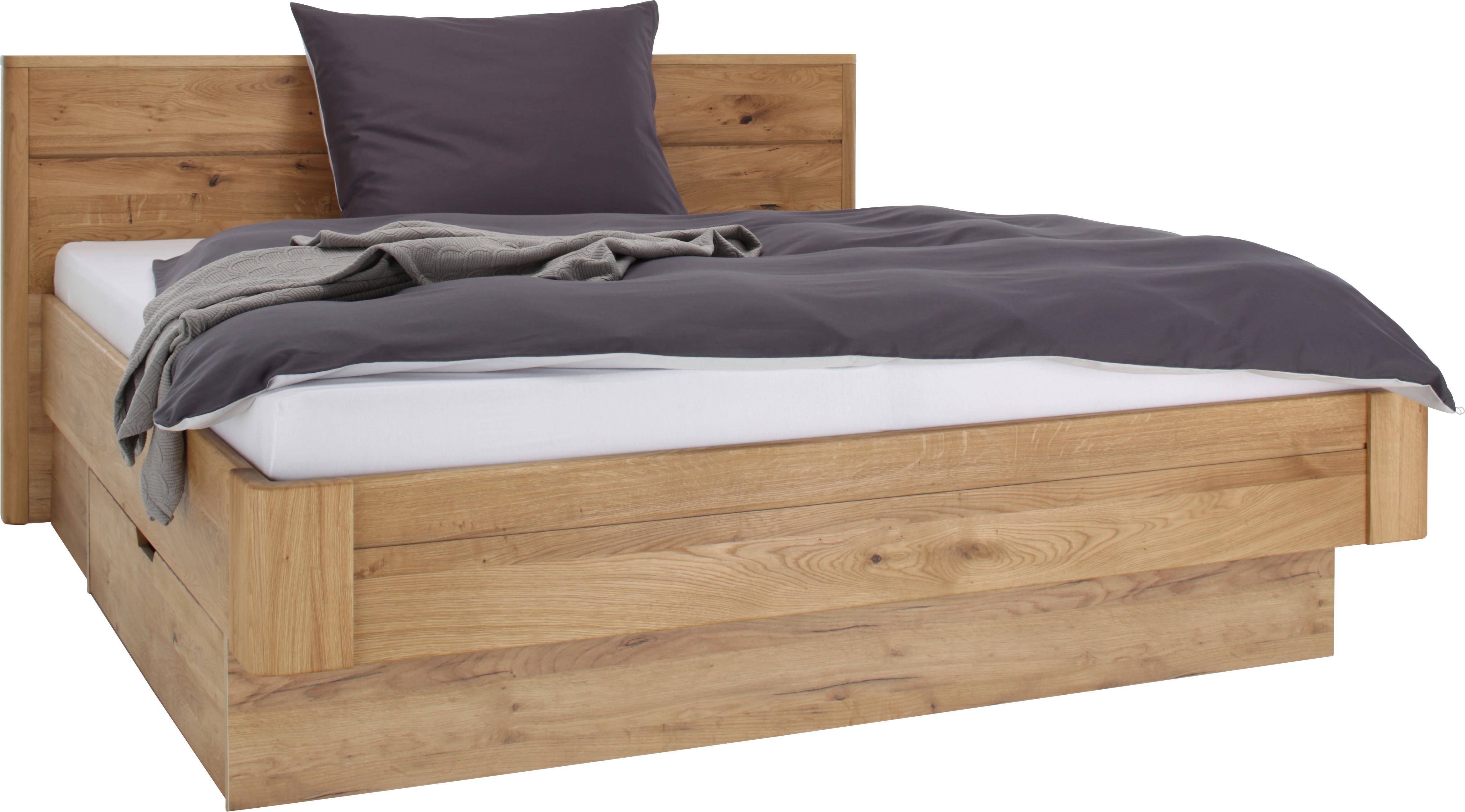 Ágykeret Ágyneműtartóval Tölgy Vero - tölgyfa, Konventionell, fa (180/200cm) - Premium Living
