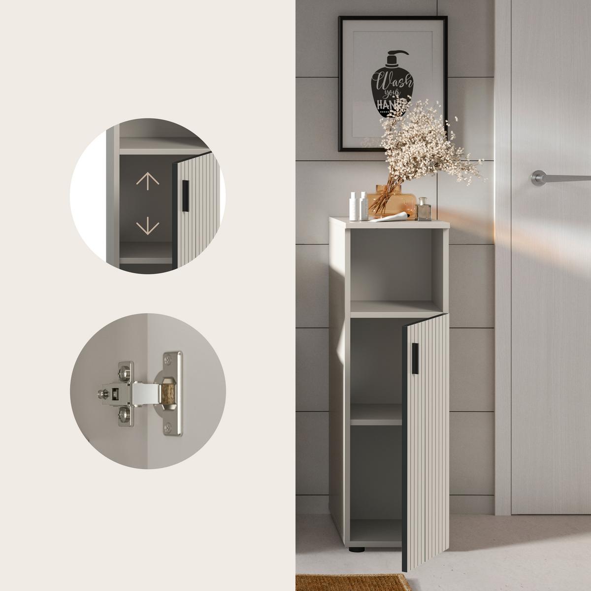 Midischrank Mone Kaschmir - Kaschmir/Schwarz, Trend, Holzwerkstoff/Kunststoff (30/95/30cm) - MID.YOU