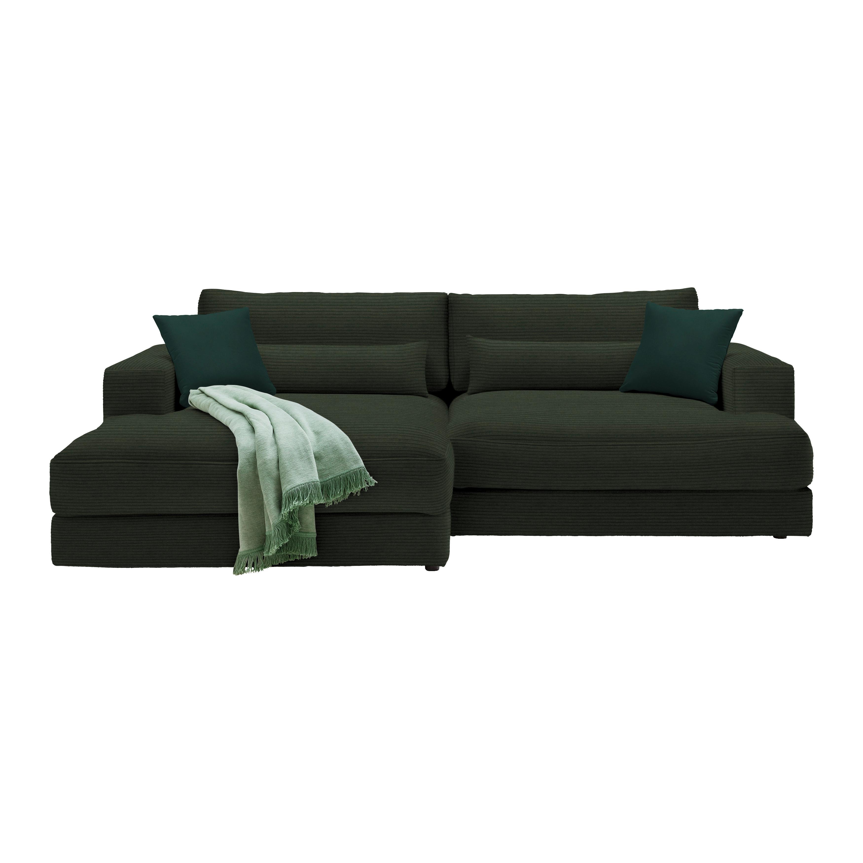 Ecksofa Grün - Schwarz/Grün, Modern, Holz/Kunststoff (194/268cm) - Premium Living