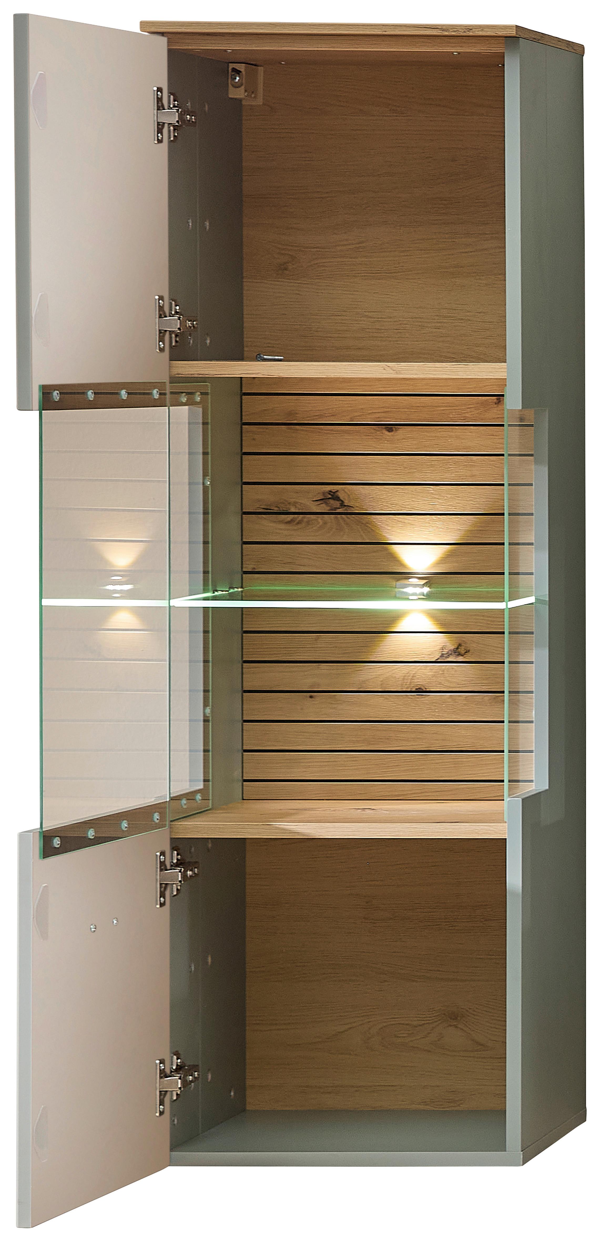 Hängevitrine Memphis Grün/Eiche Artisan - Schwarz/Eiche Artisan, MODERN, Holzwerkstoff/Metall (40/124/36cm) - Premium Living