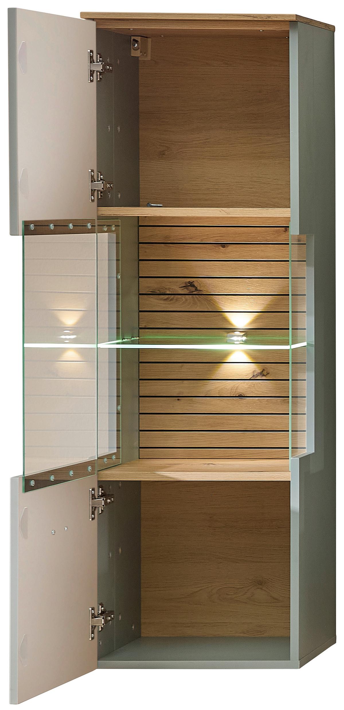 Hängevitrine Memphis Grün/Eiche Artisan - Schwarz/Eiche Artisan, MODERN, Holzwerkstoff/Metall (40/124/36cm) - Premium Living