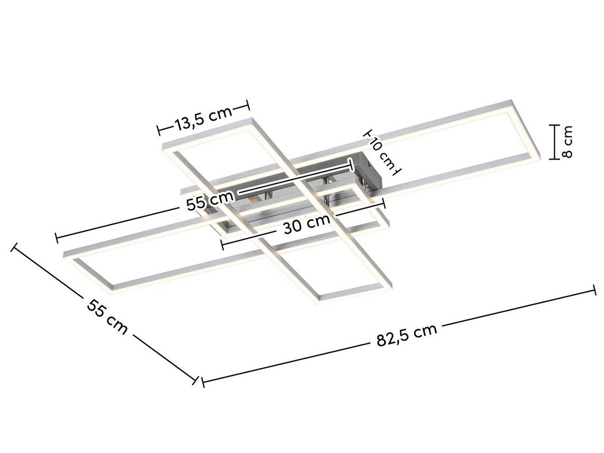 LAMPA SUFITOWA LED MANSFIELD *SBN* - kolor srebrny/kolor aluminiowy, Basics, tworzywo sztuczne/metal (82,5/55/8cm) - Novel