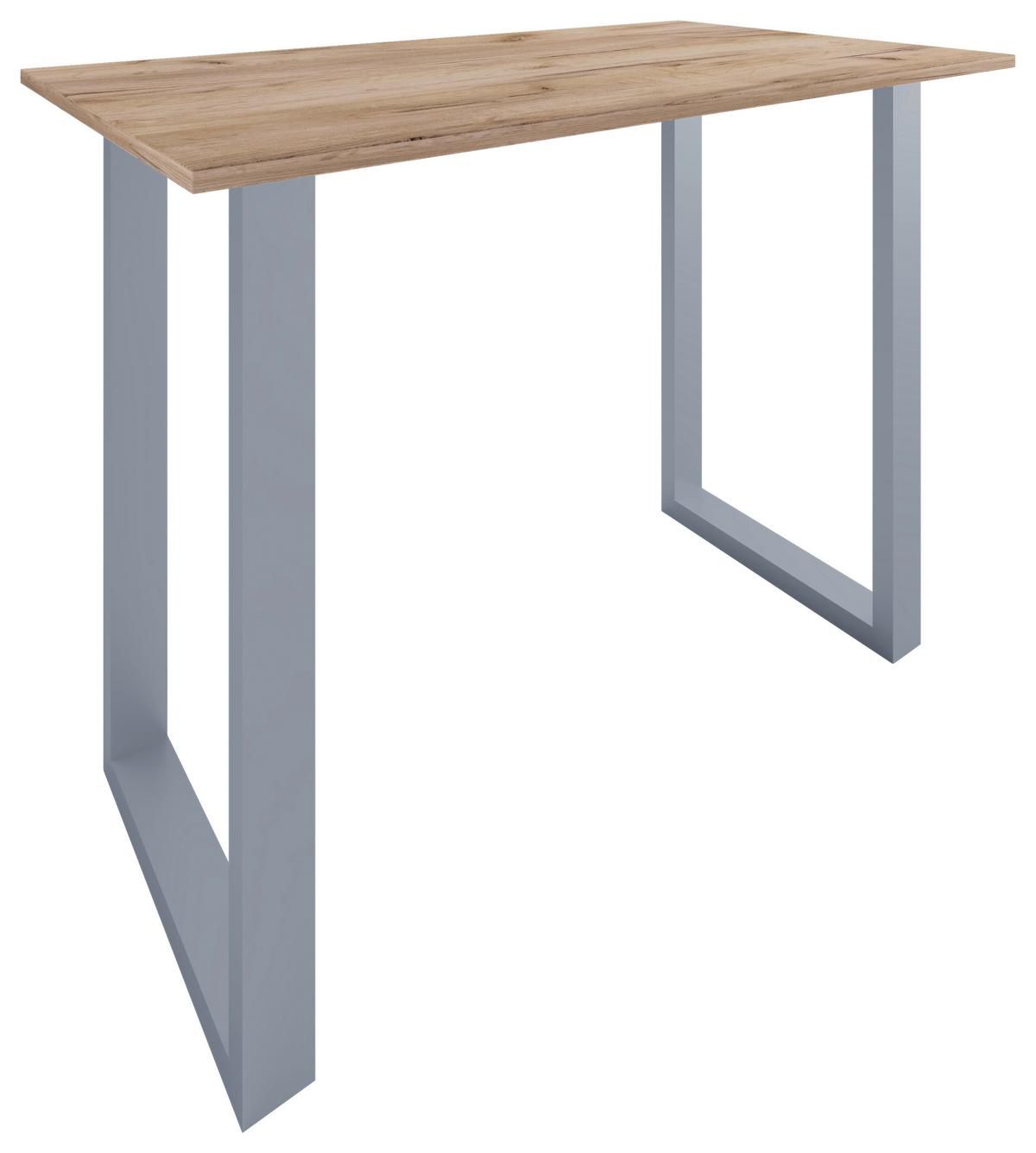 Bartisch XONA Silber/ Honigeiche ca.140x102x80cm - Honigeiche/Silberfarben, KONVENTIONELL, Holzwerkstoff/Metall (140/80/102cm)