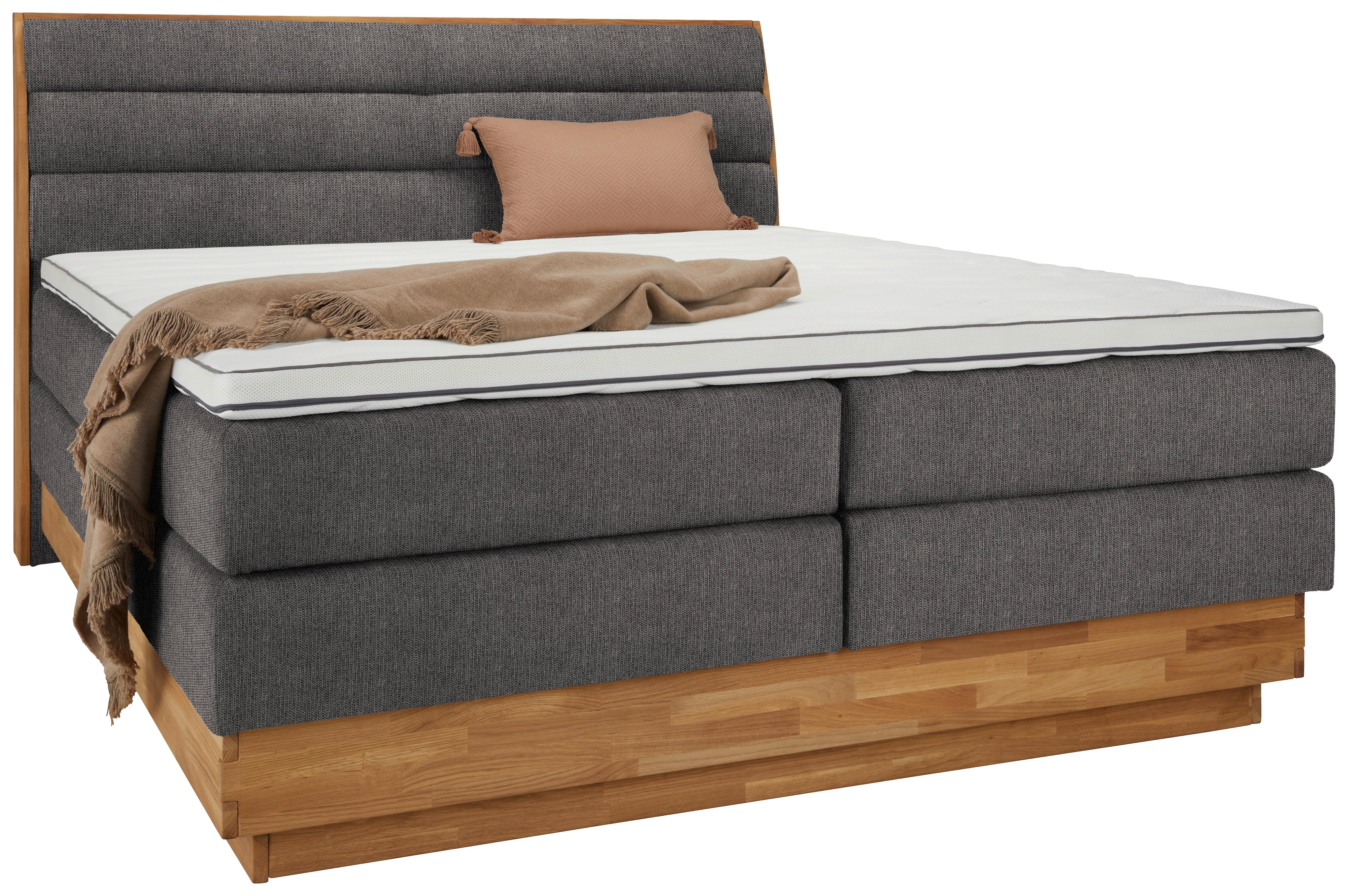 Boxspringbett Marissa in Graphitfarben ca. 180x200cm - Graphitfarben, KONVENTIONELL, Holz/Kunststoff (180/200cm) - Premium Living