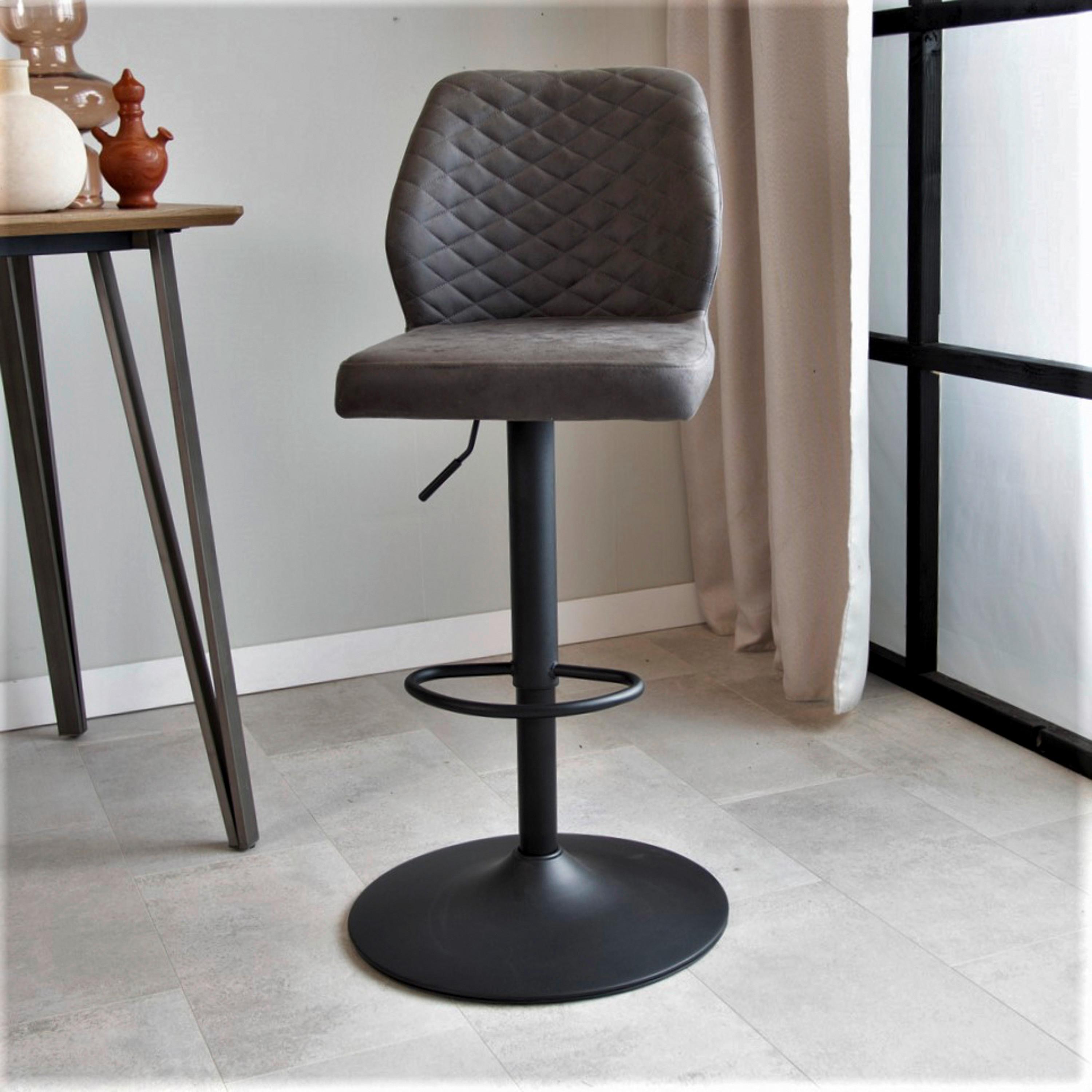 Barhocker-Set Grayson 2er-Set ca. 42x114 cm Anthrazit - Anthrazit/Schwarz, KONVENTIONELL, Textil/Metall (42/114/52cm) - MID.YOU