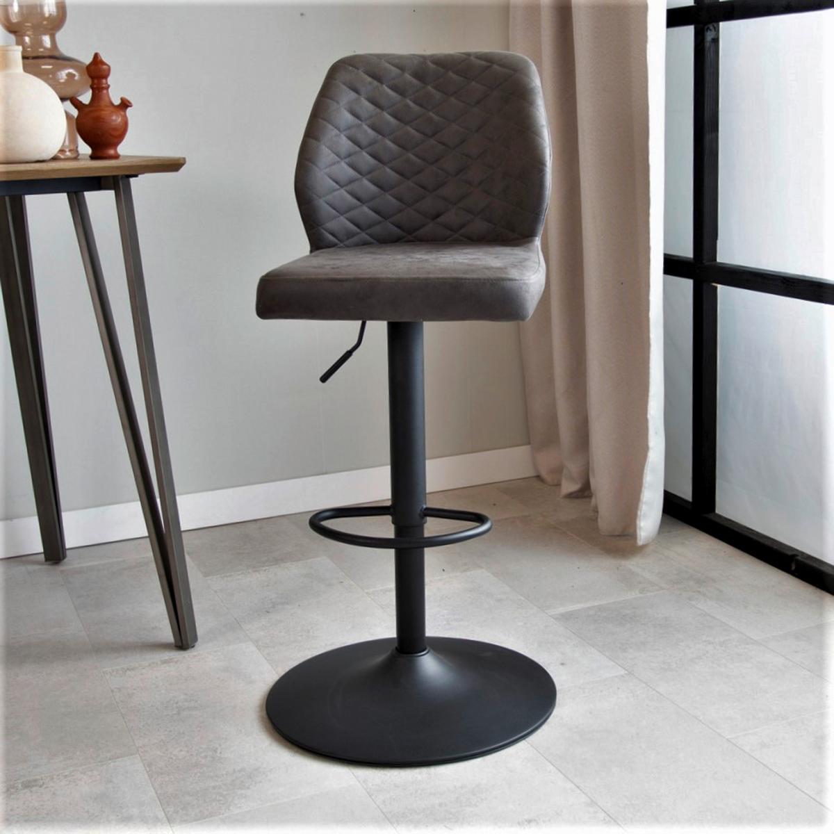 Barhocker-Set Grayson 2er-Set ca. 42x114 cm Anthrazit - Anthrazit/Schwarz, KONVENTIONELL, Textil/Metall (42/114/52cm) - MID.YOU