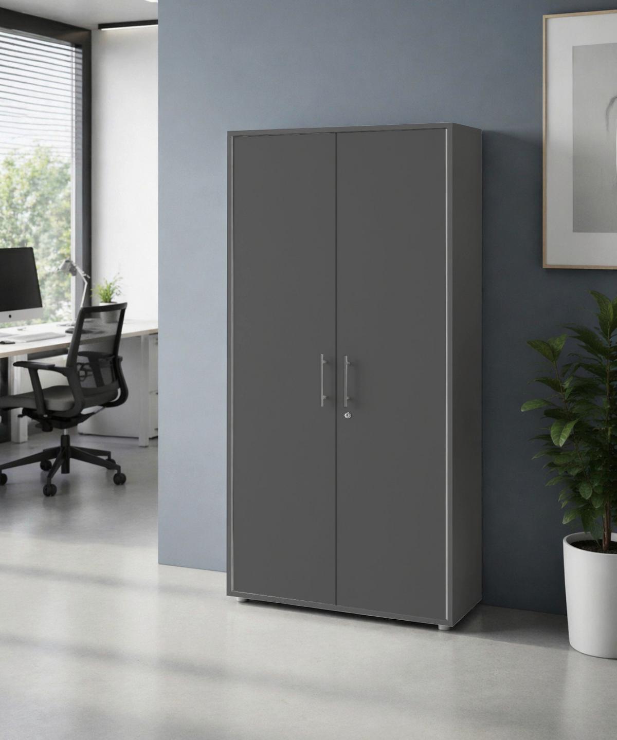 AKTENSCHRANK OFFICE EDITION - Anthrazit, MODERN, Holzwerkstoff (84,4/185,6/33cm) - MID.YOU