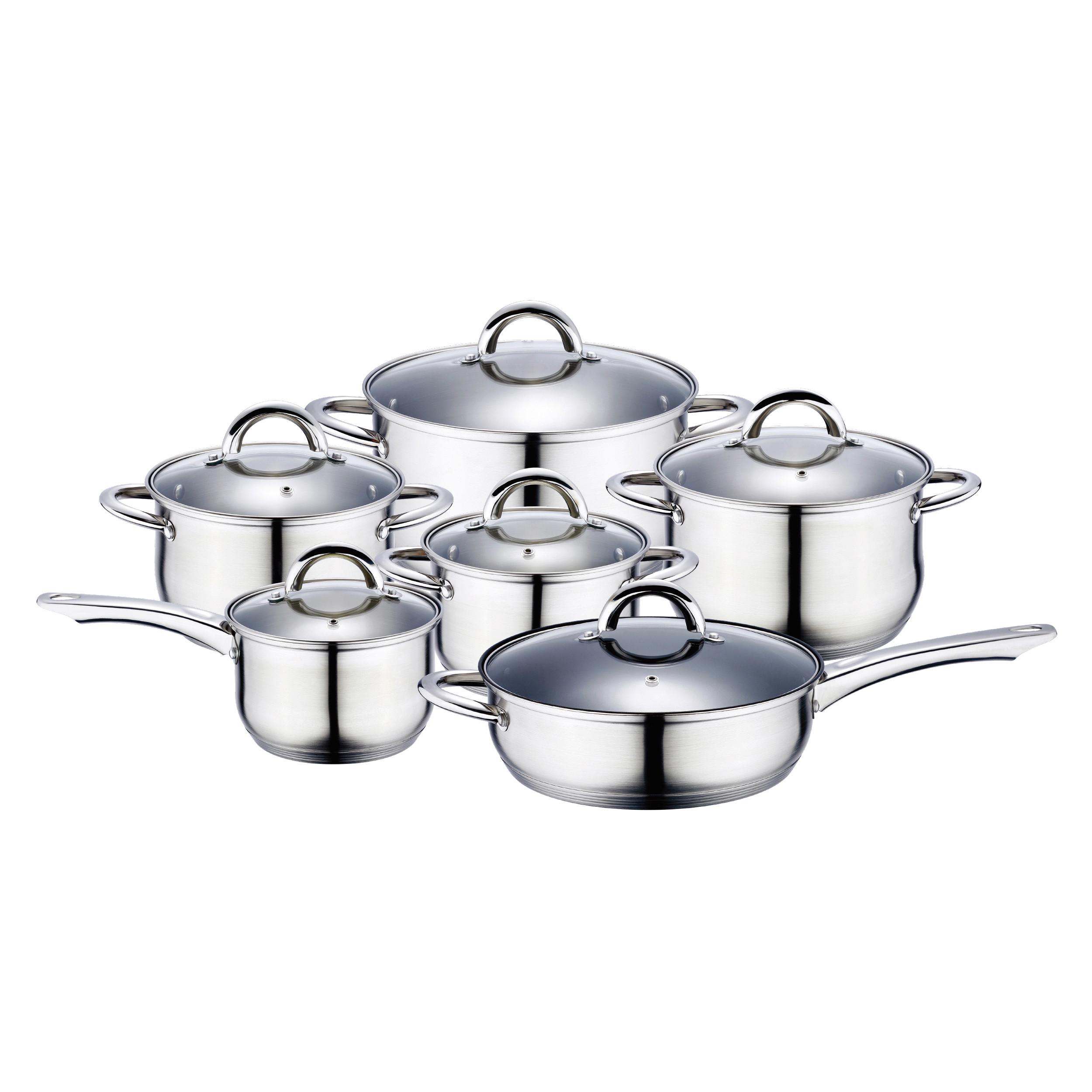 Kochtopset Jumbo, 12-teilig - Edelstahlfarben/Transparent, MODERN, Glas/Metall