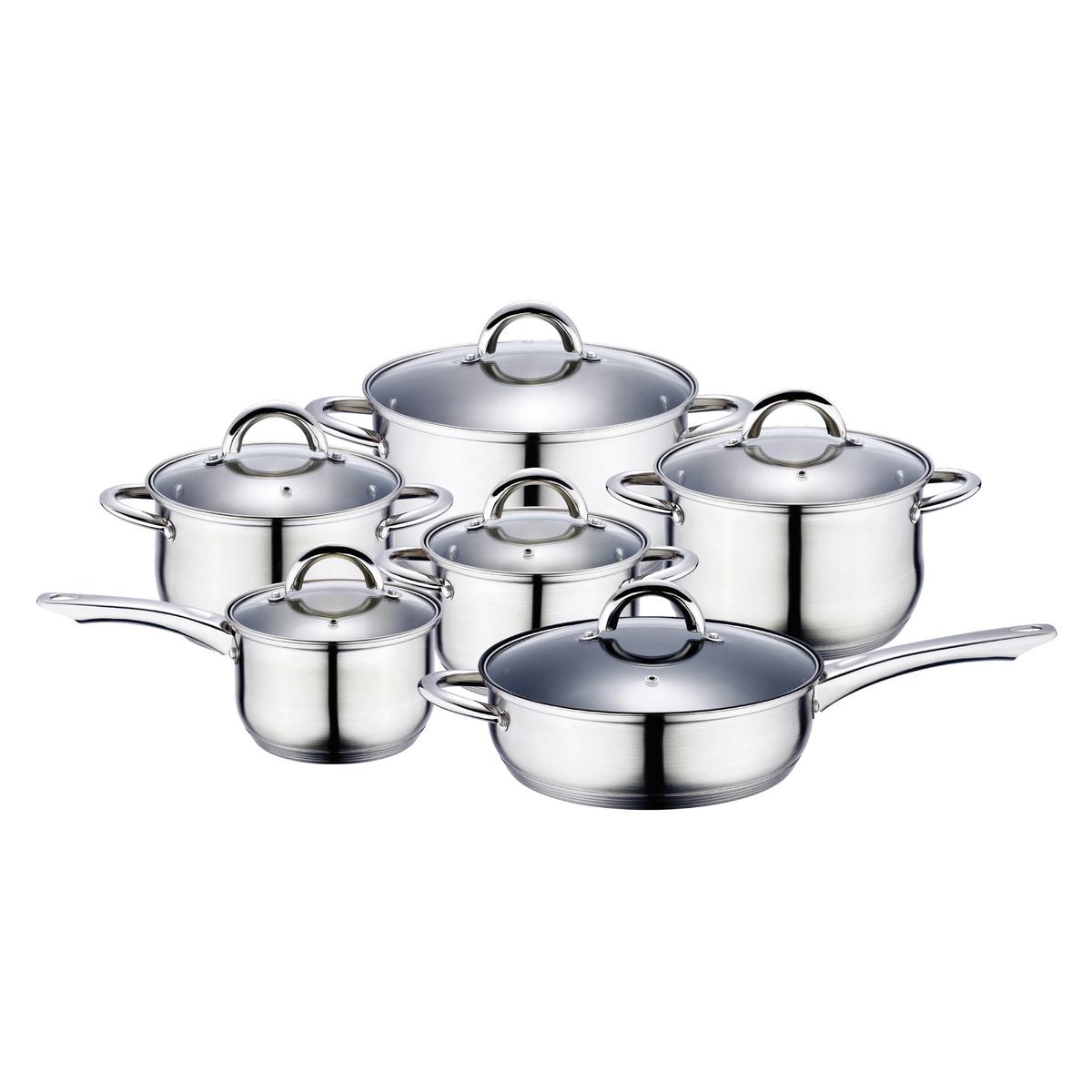 Kochtopset Jumbo, 12-teilig - Edelstahlfarben/Transparent, MODERN, Glas/Metall