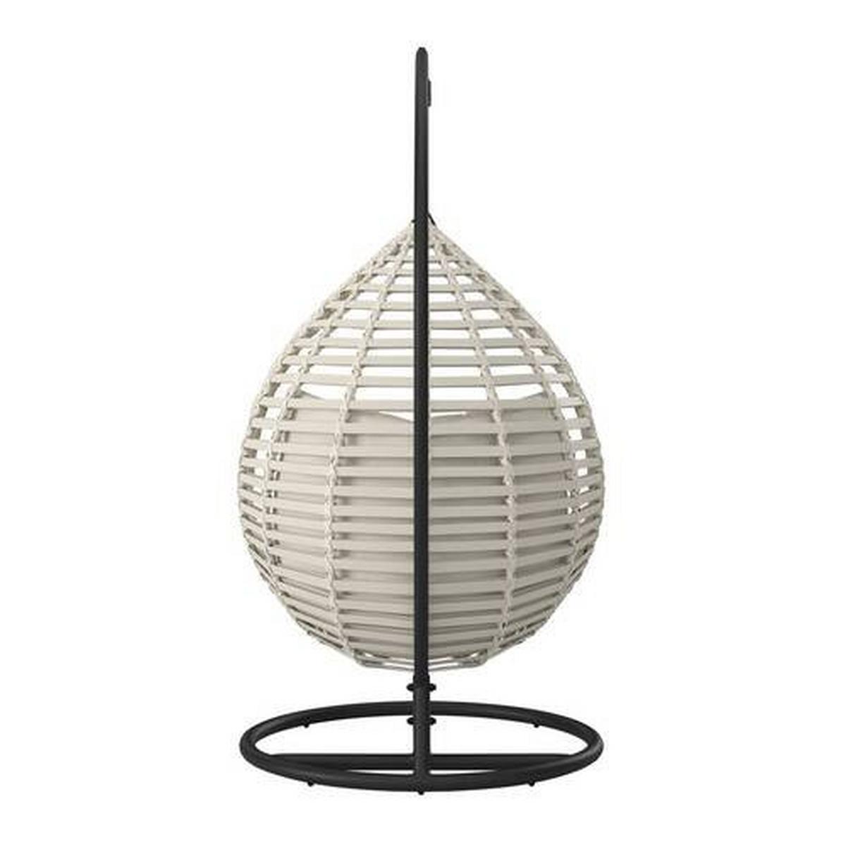 Hängesessel Nancy Creme Metall/Kunststoff/Outdoorstoff - Dunkelgrau/Creme, MODERN, Kunststoff/Textil (105/196/120cm) - Bessagi Garden