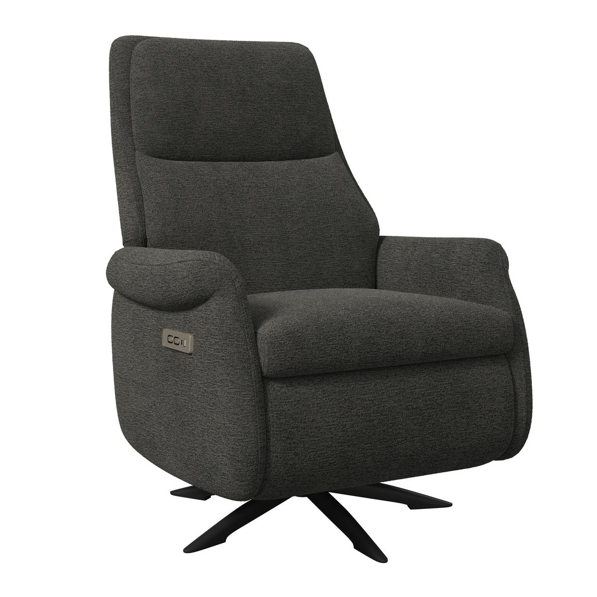 Elektrischer Relaxsessel Alice mit Liege- und Relaxfunktion - Dunkelgrau/Schwarz, MODERN, Holz/Textil (76/110/90cm) - Bessagi Home