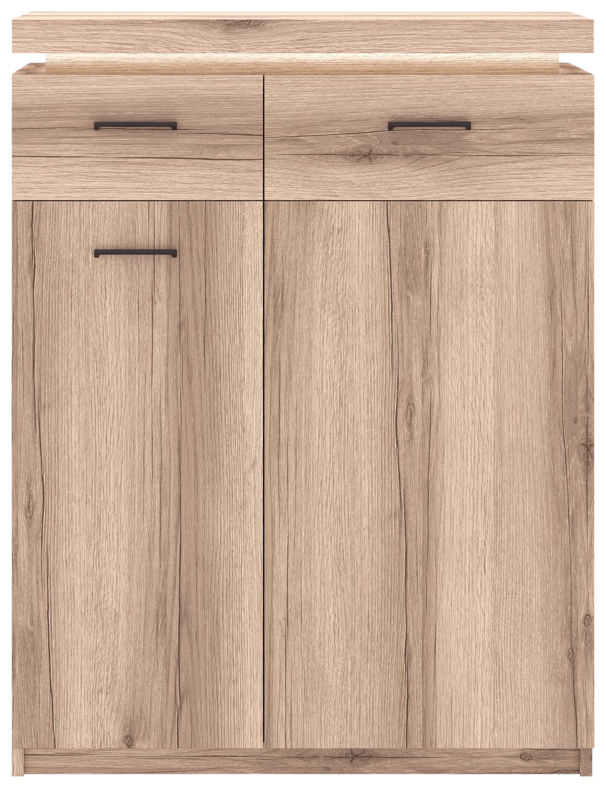 Komoda Vancouver - barve hrasta/antracit, Moderno, kovina/leseni material (75/99/38cm) - Mömax