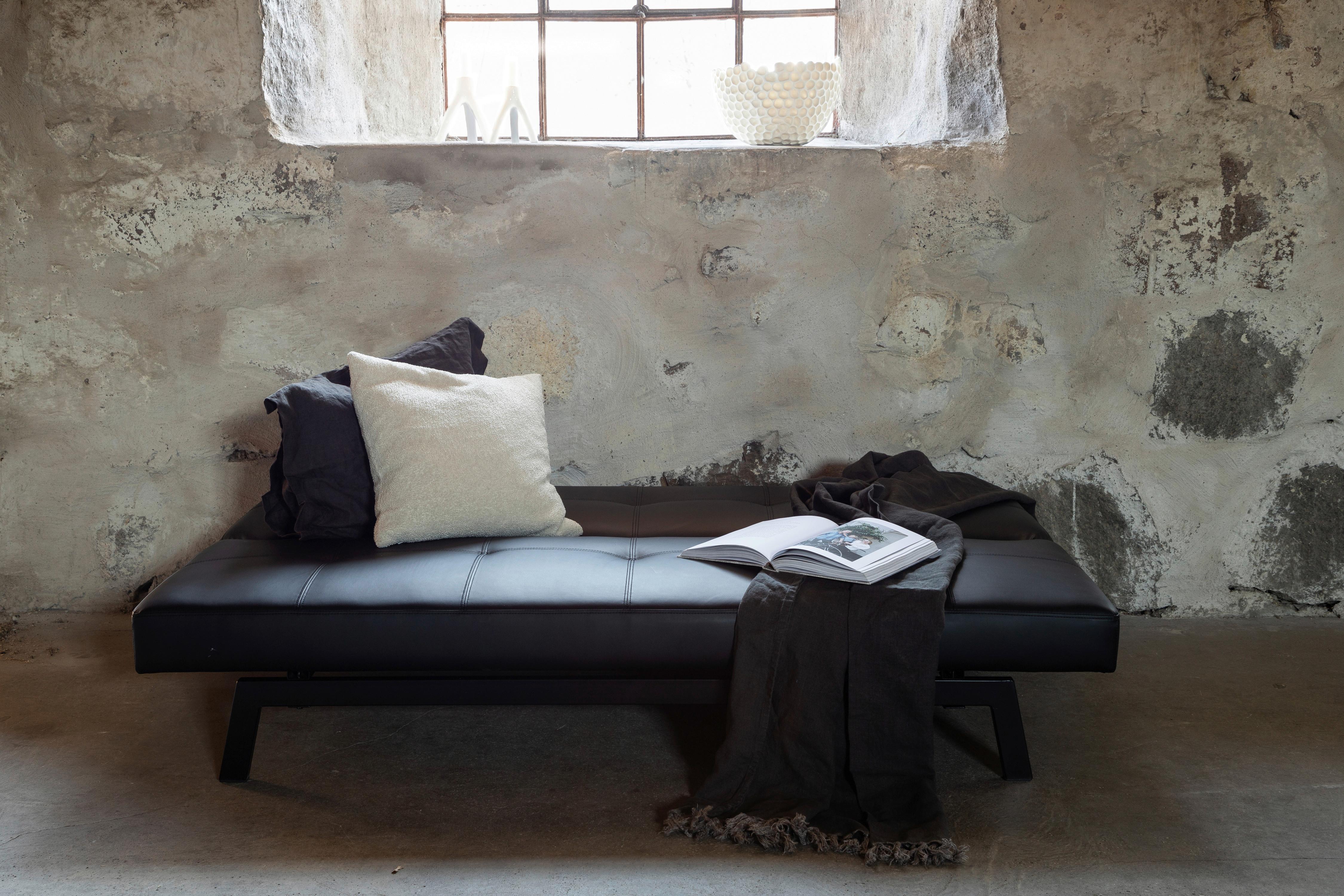 SCHLAFSOFA BODIL - Schwarz, Design, Textil/Metall (180/80/55cm) - Livetastic