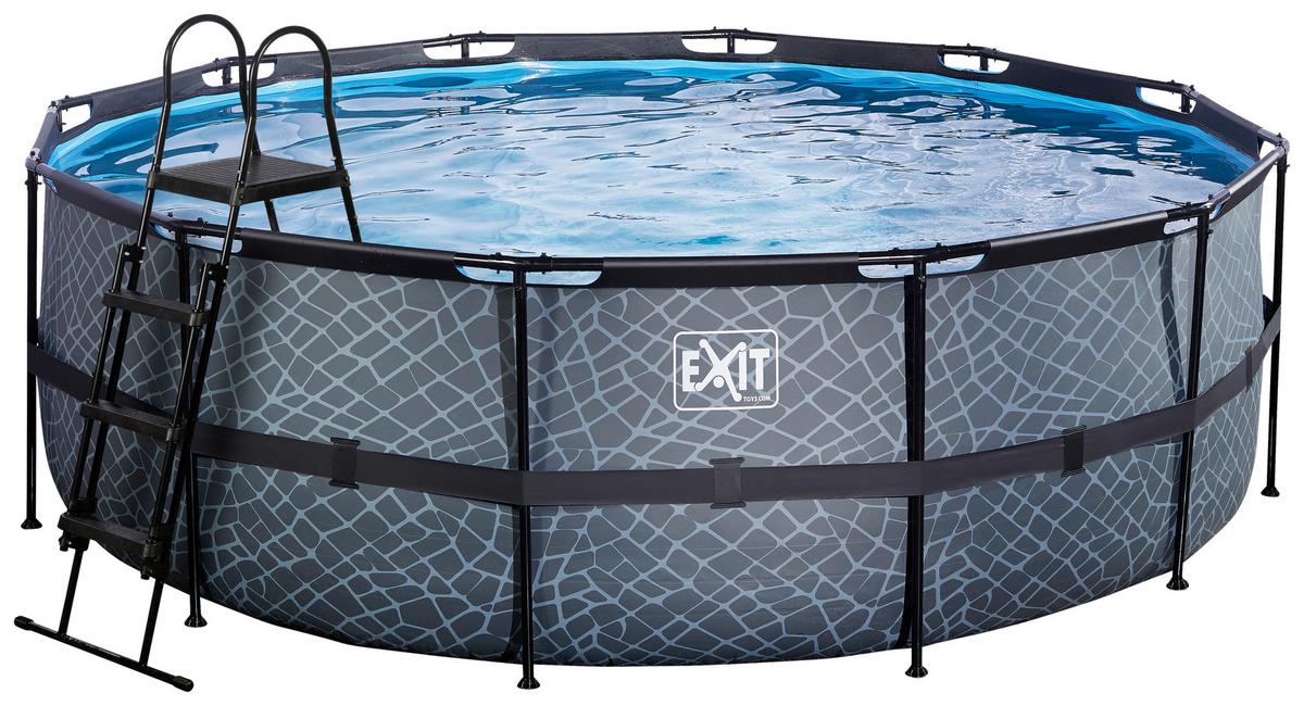 Bazen Exit Stone Pool, Črpalka S Peščenim Filtrom, Ø 427cm - siva, Konvencionalno, kovina (427/122cm) - EXIT Toys