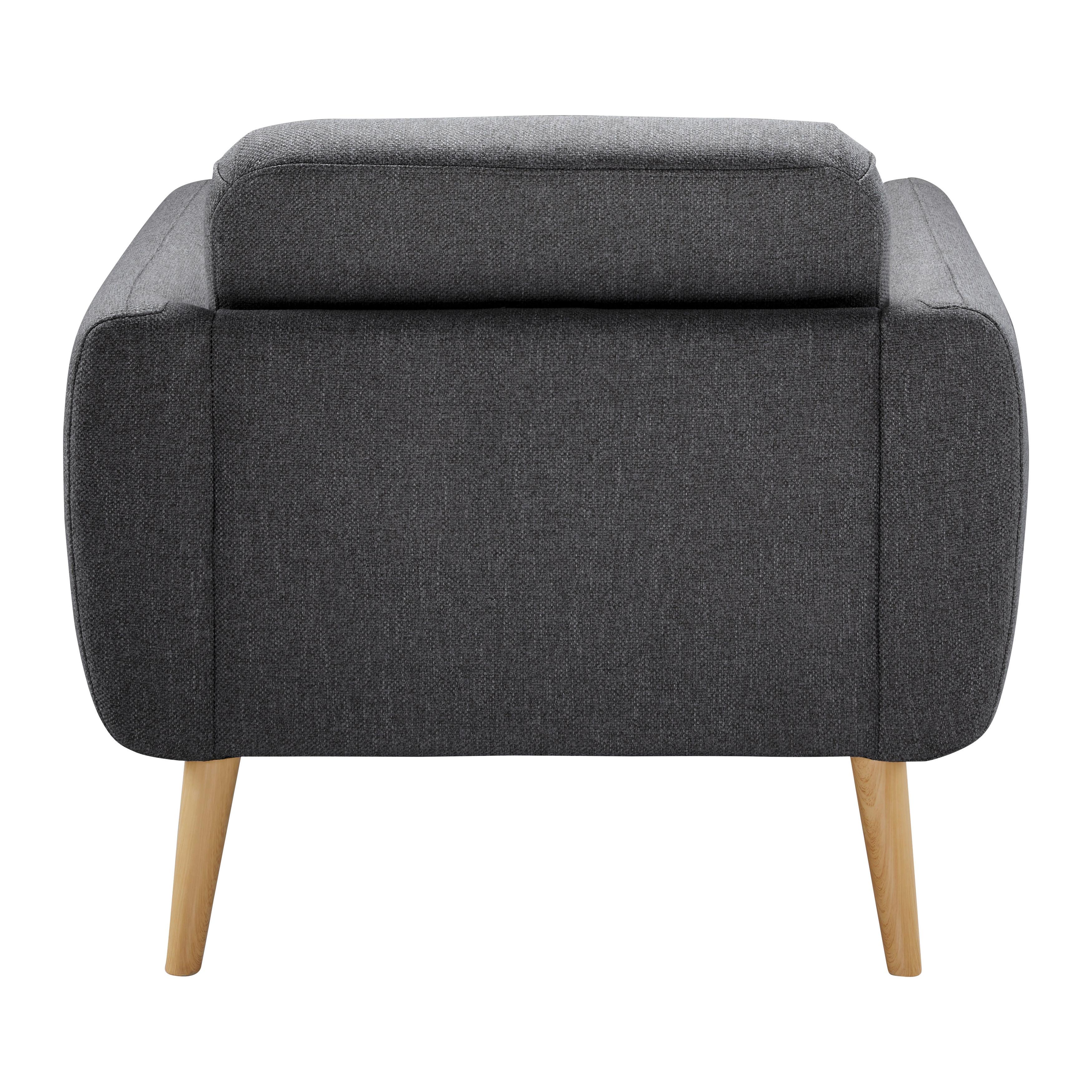 RELAXFÅTÖLJ PIA - mörkgrå/naturfärgad, Modern, trä/textil (86/76/75cm) - Bessagi Home