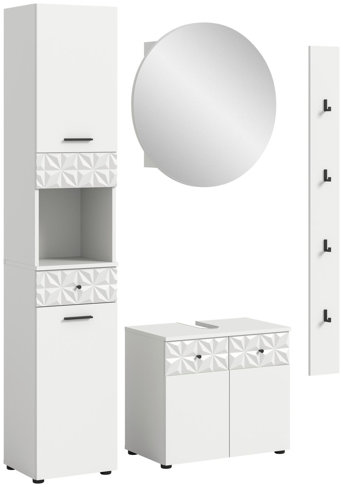 Kopalnica Prisma, Bela, 4-Delna - črna/bela, Moderno, kovina/steklo (111cm) - MID.YOU