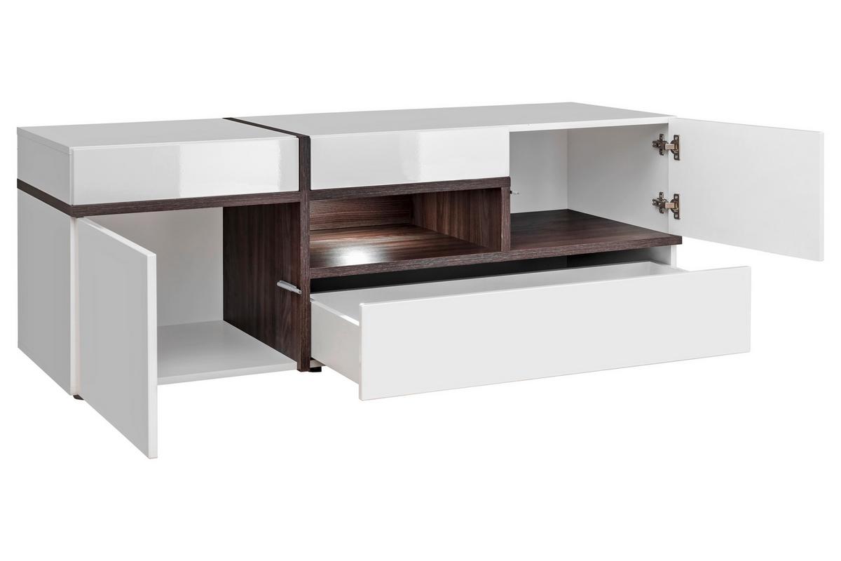 Wohnwand Cross Weiß/Ulmefarben - Ulmefarben/Weiß Hochglanz, MODERN, Holzwerkstoff/Kunststoff (330/195/50cm) - Premium Living