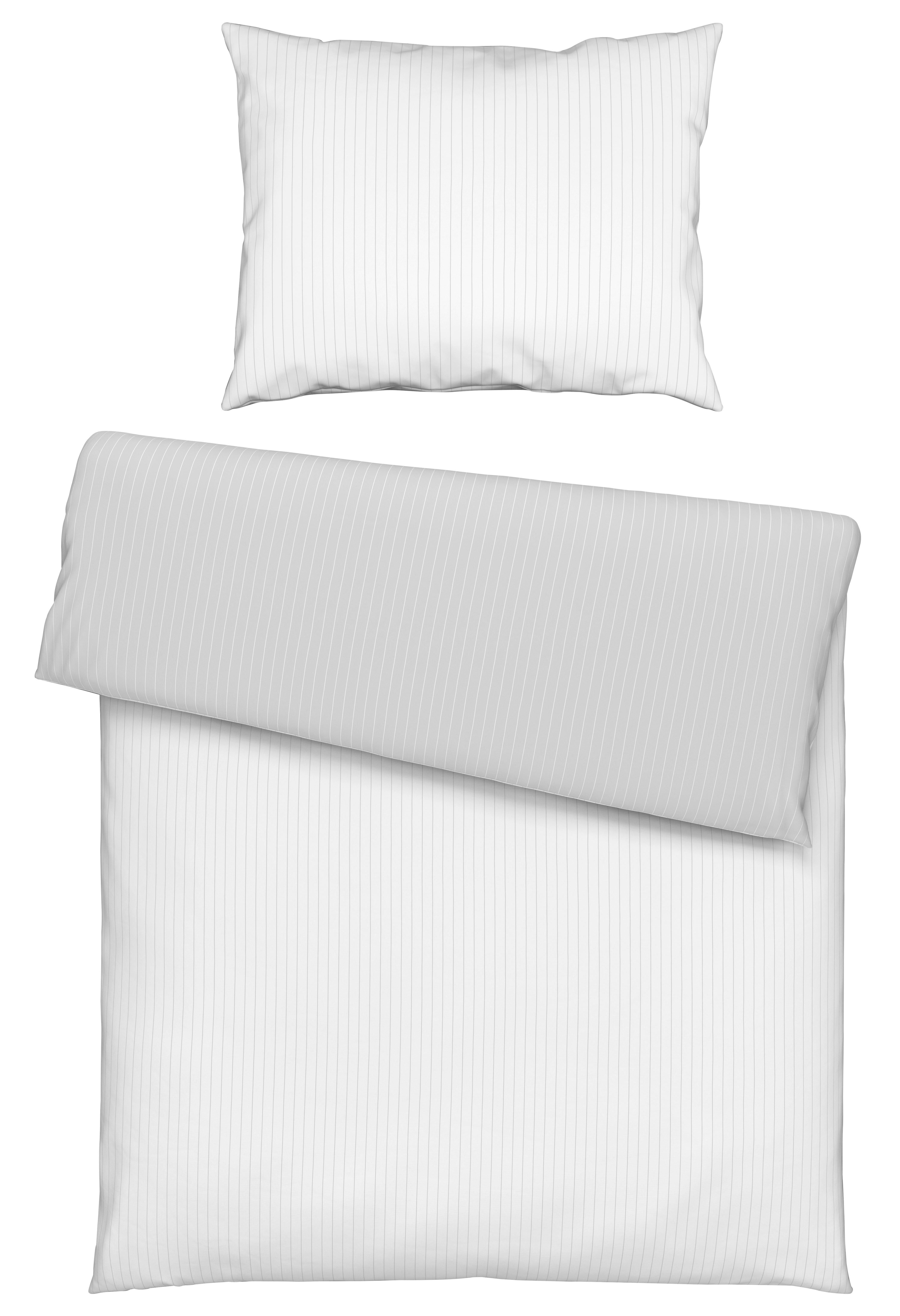 Bettwäsche Twill Streif XL Weiß/Hellgrau ca. 140x220cm - Hellgrau/Weiß, MODERN, Textil (140/220cm) - Mömax