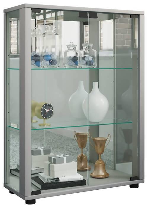 Vitrine Sintalo ca. 60x80 cm Silber - Silberfarben, MODERN, Glas/Holzwerkstoff (60/80/25cm) - MID.YOU