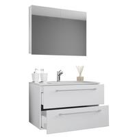 Kopalnica Badinos, Bela - bela/barve aluminija, Moderno, kovina/leseni material (60cm) - MID.YOU