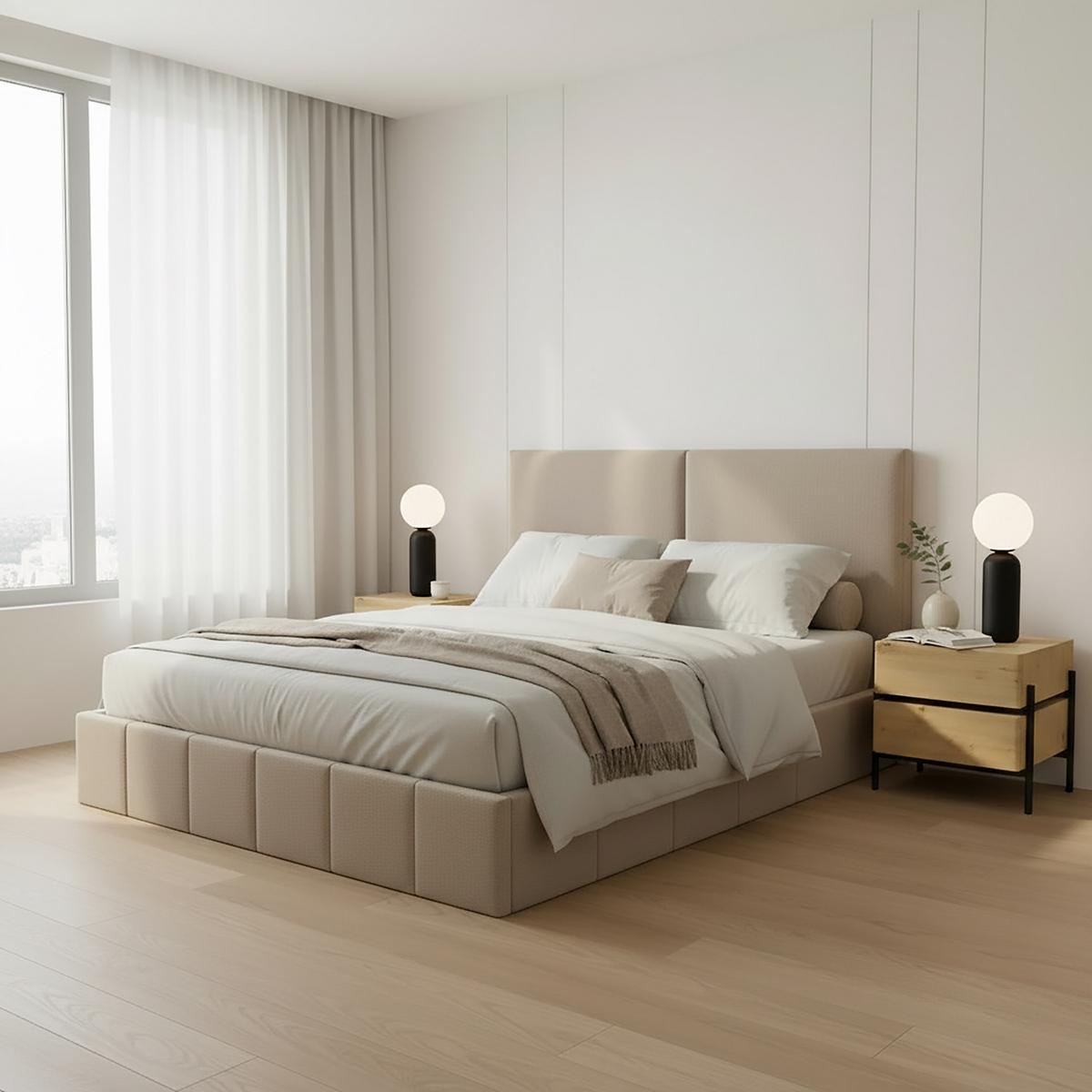 Polsterbett Mila Taupe ca. 180x200 cm Stauraum - Taupe/Schwarz, MODERN, Holz/Holzwerkstoff (180/200cm) - Bessagi Home