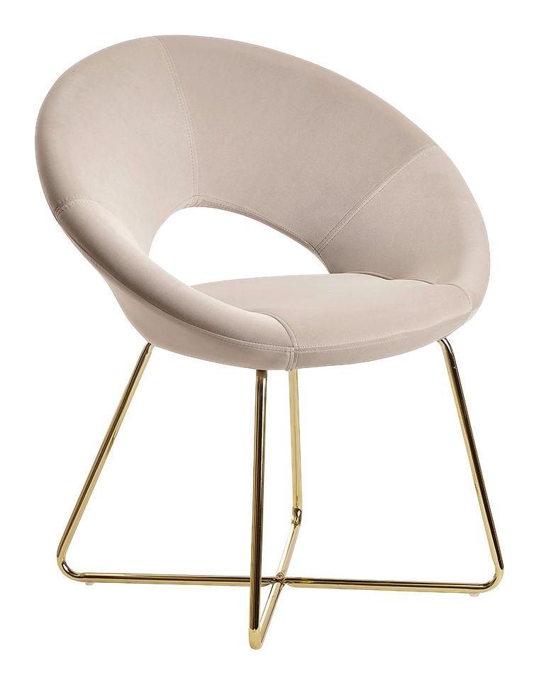 Naslanjač Esszimmerstuhl - zlate barve/bež, Moderno, kovina/tekstil (57/83/60cm) - MID.YOU