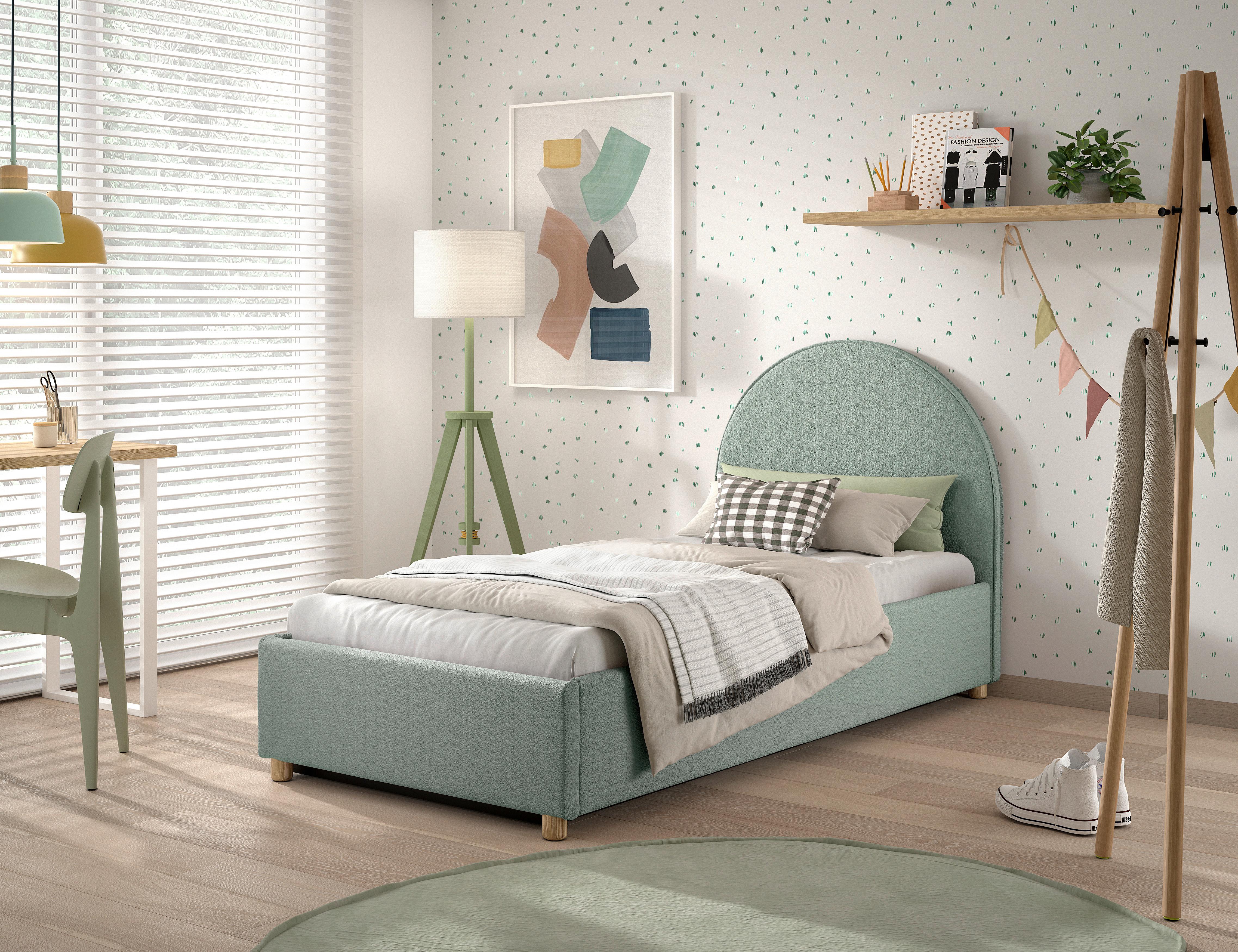 Kinder-/Juniorbett MOON Grün ca. 90x200 cm Bouclé - Naturfarben/Grün, ROMANTIK / LANDHAUS, Holz/Textil (90/200cm) - Vipack