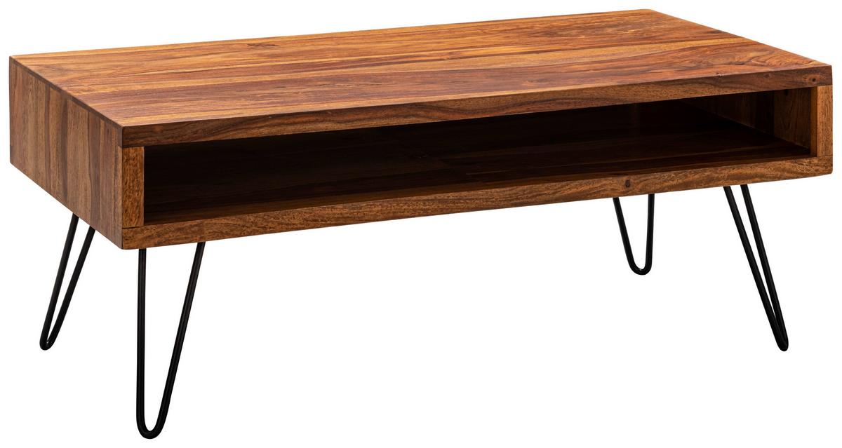 Couchtisch in Sheeshamfarbe Echtholz - Sheeshamfarben/Schwarz, MODERN, Holz/Metall (100/50/40cm) - MID.YOU