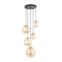 LAMPA WISZĄCA MARA - kolor bursztynowy/czarny, Trend, metal/szkło (44,5/120cm) - Novel