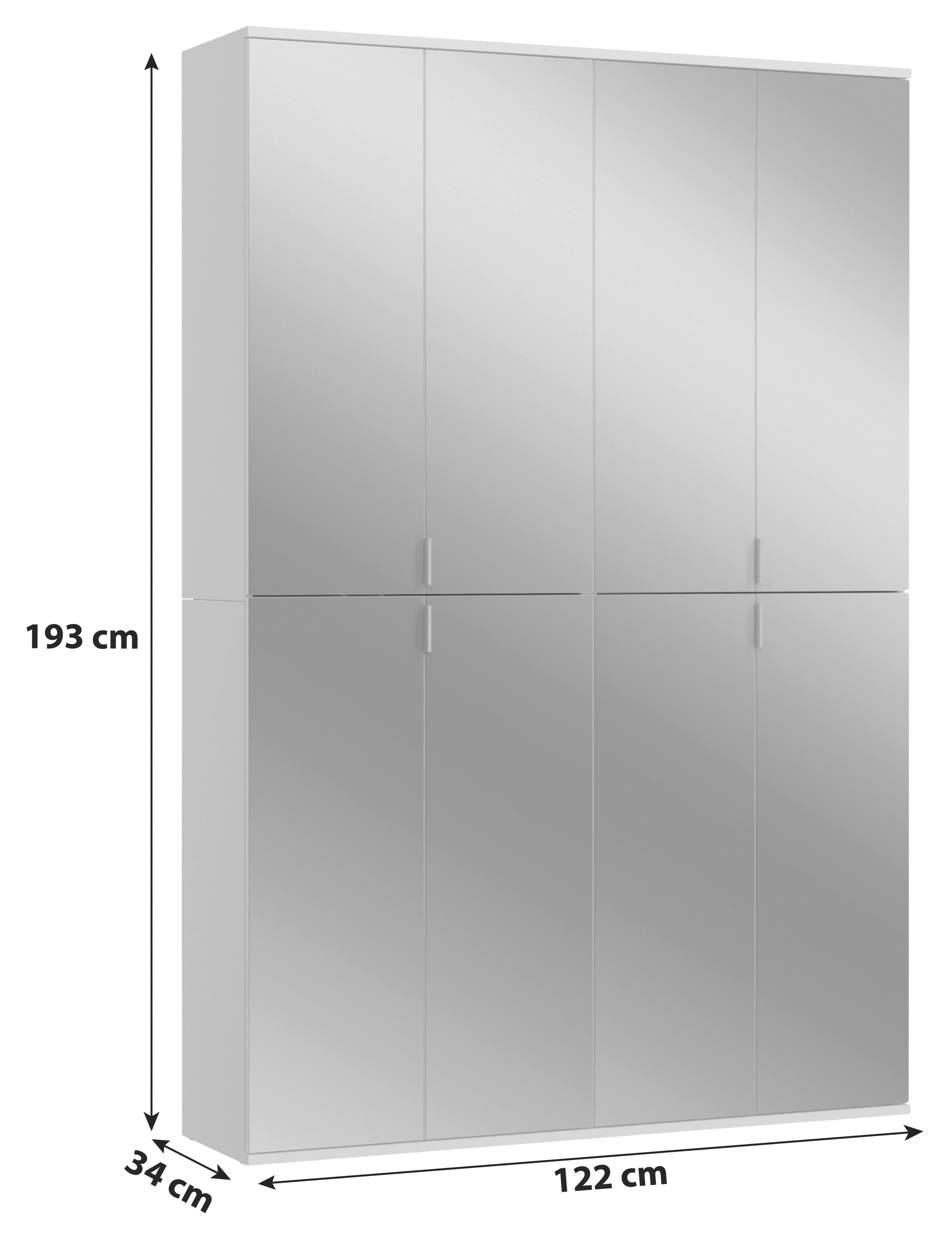 Ormar S Klasičnim Vratima Projekt X - bijela/bijela visoki sjaj, Moderno, drvni materijal/metal (122/193/34cm) - Modern Living