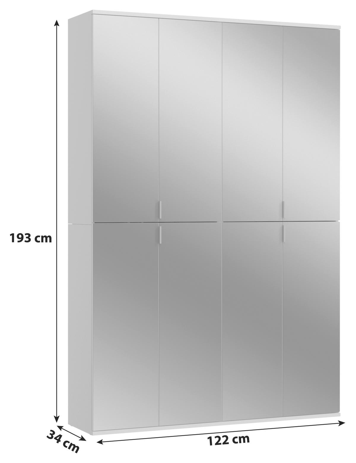 Ormar S Klasičnim Vratima Projekt X - bijela/bijela visoki sjaj, Moderno, drvni materijal/metal (122/193/34cm) - Modern Living