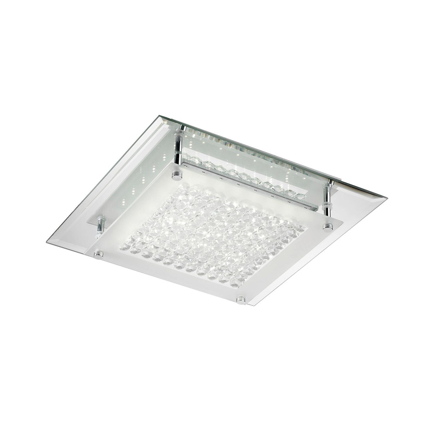 Led Mennyezeti Lámpa 1015/plp Plafoniera Antilia - krómszínű/átlátszó, Design, üveg/fém (28/28/7cm)
