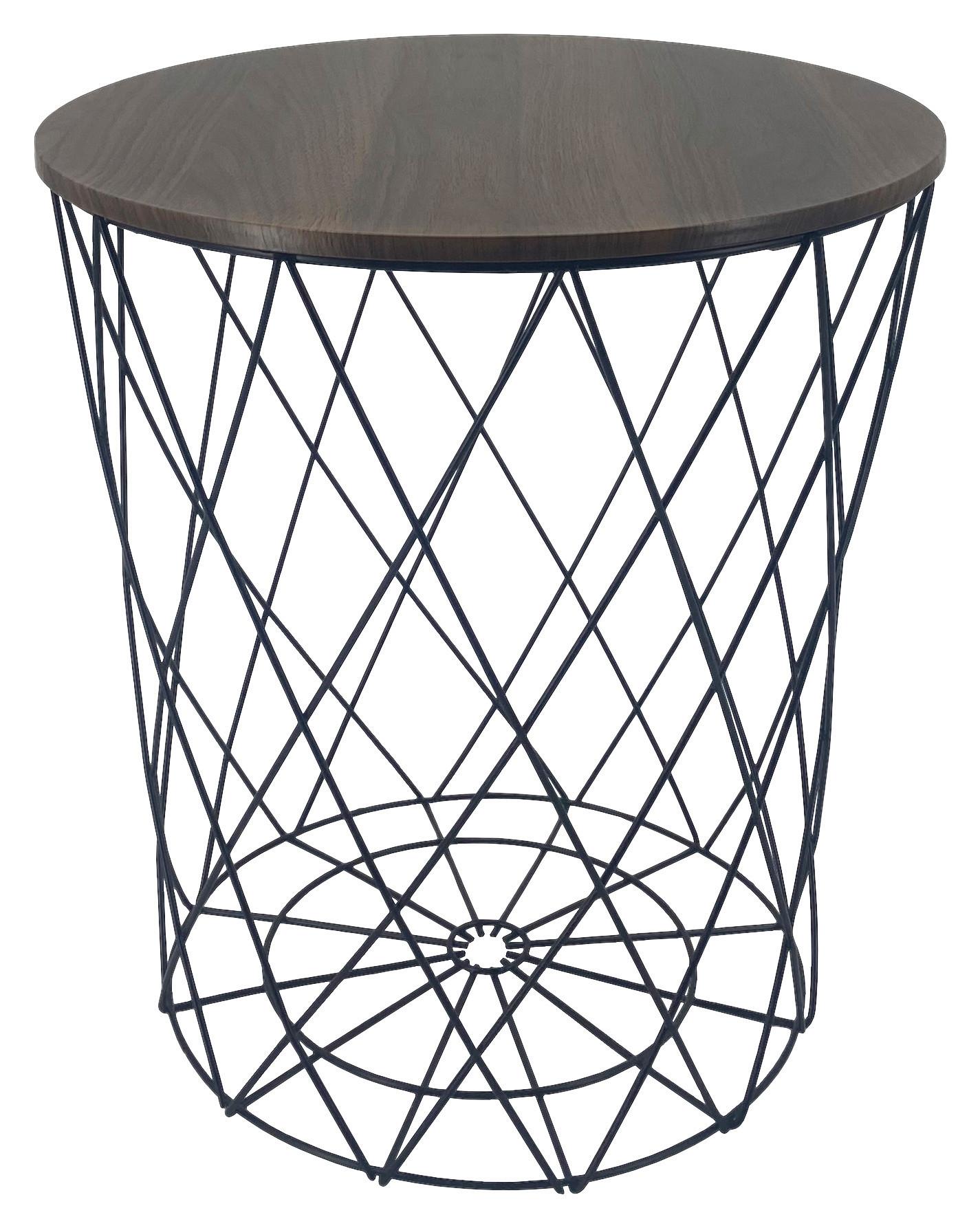 Mizica Tom 2, Črna, Ø 40cm - črna/naravne barve, Moderno, kovina/leseni material (39,5/39,5/40cm)
