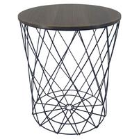 Mizica Tom 2, Črna, Ø 40cm - črna/naravne barve, Moderno, kovina/leseni material (39,5/39,5/40cm)