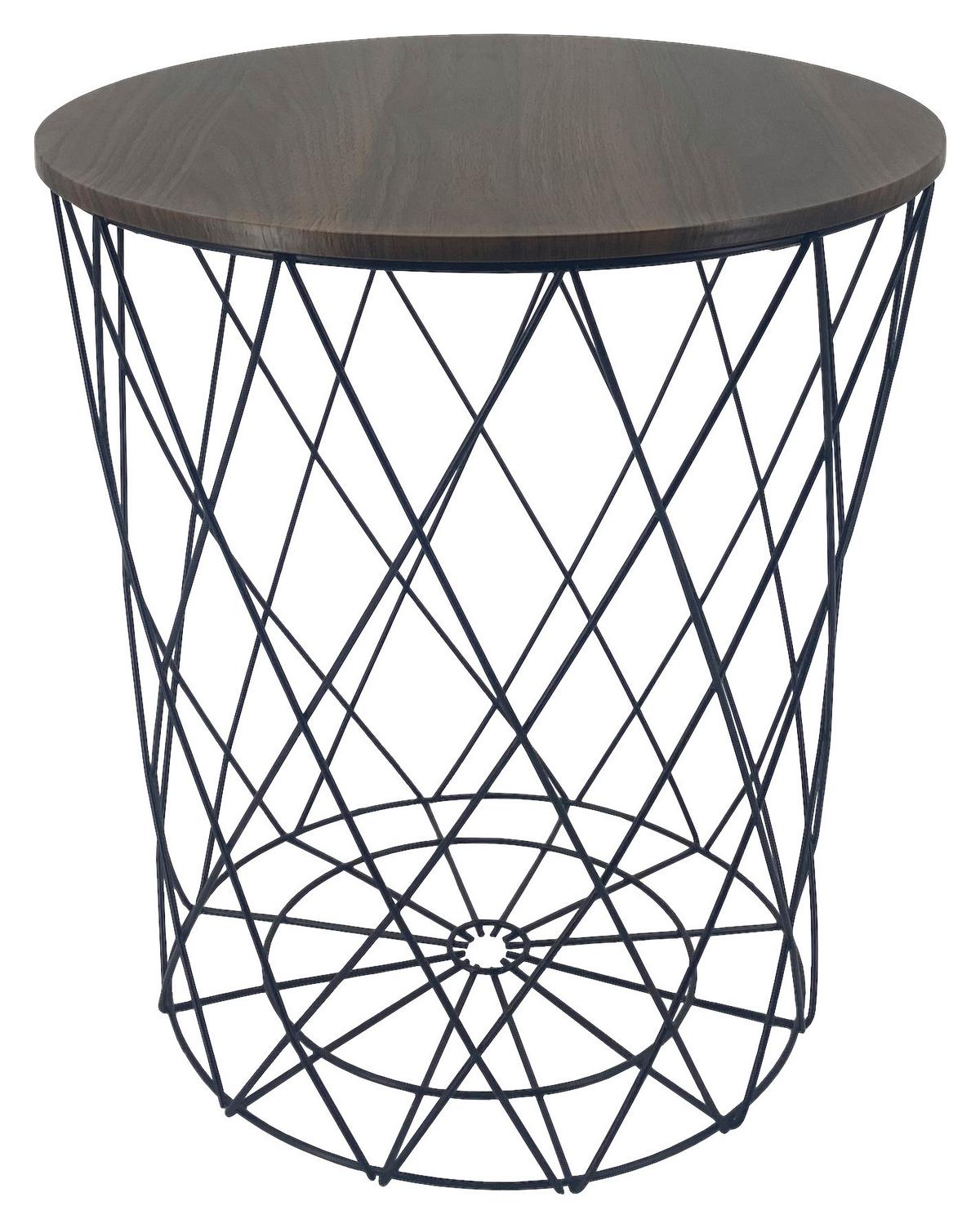 Mizica Tom 2, Črna, Ø 40cm - črna/naravne barve, Moderno, kovina/leseni material (39,5/39,5/40cm)