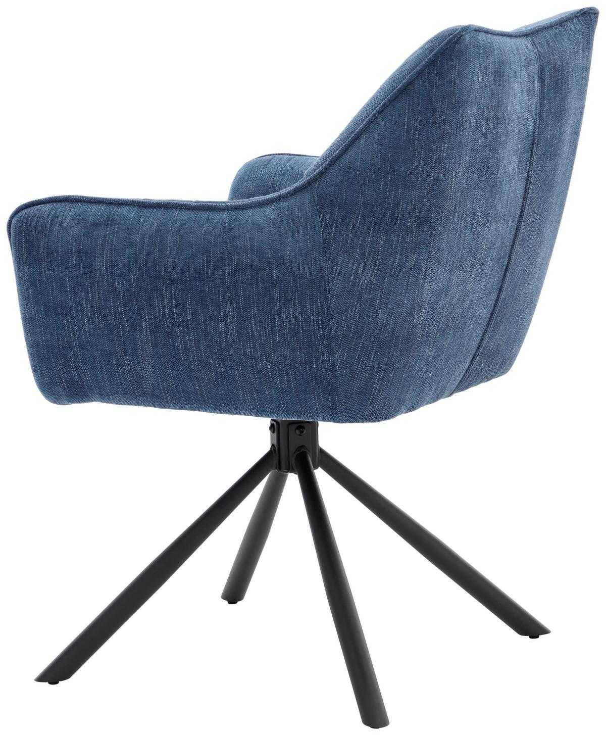 Armlehnstuhl Trient Blau - Blau/Schwarz, MODERN, Textil/Metall (63/88/62cm) - Premium Living