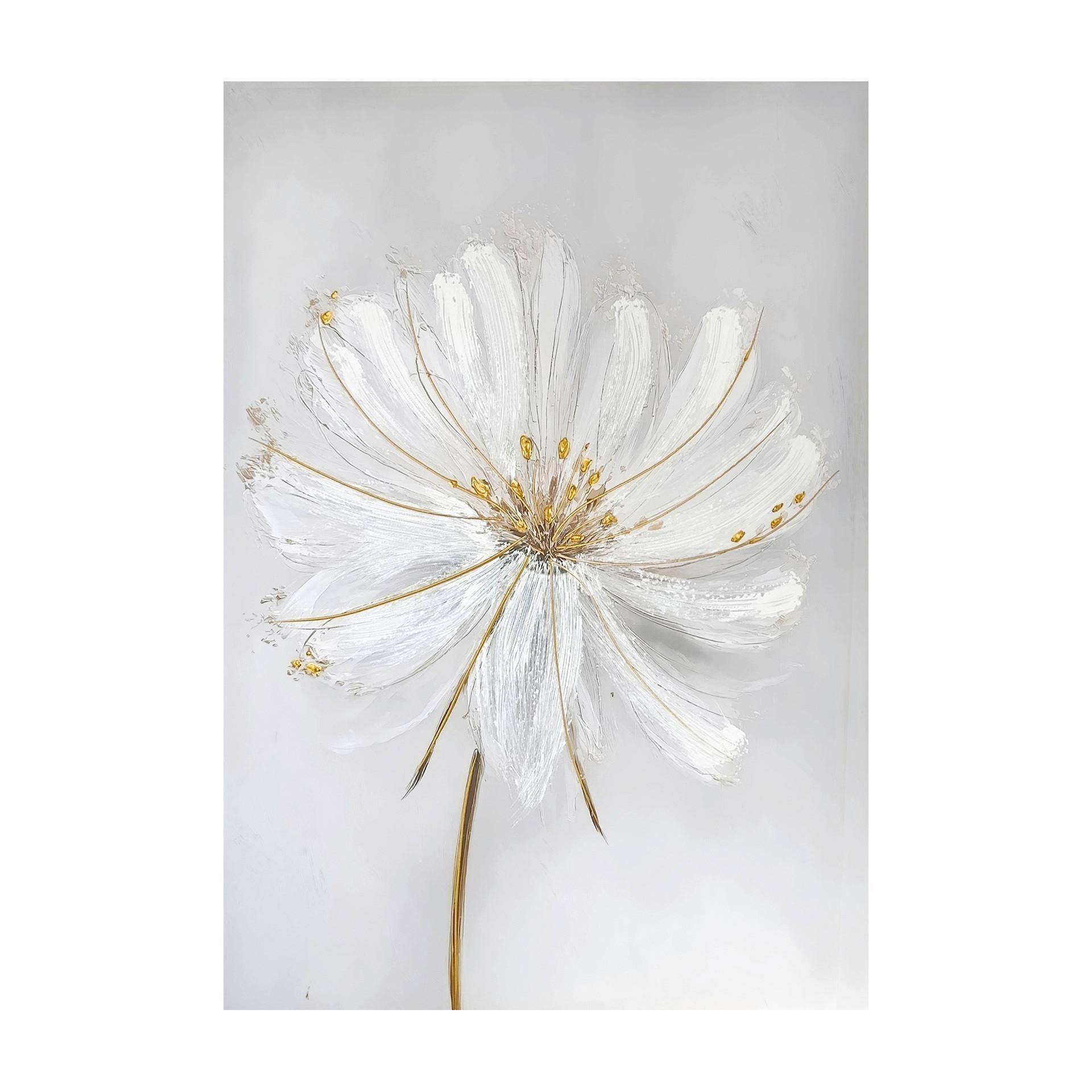 Leinwandbild Gentle Petals Weiß/Goldfarben ca. 70x100cm - Goldfarben/Weiß, Basics, Holz/Textil (70/100cm)