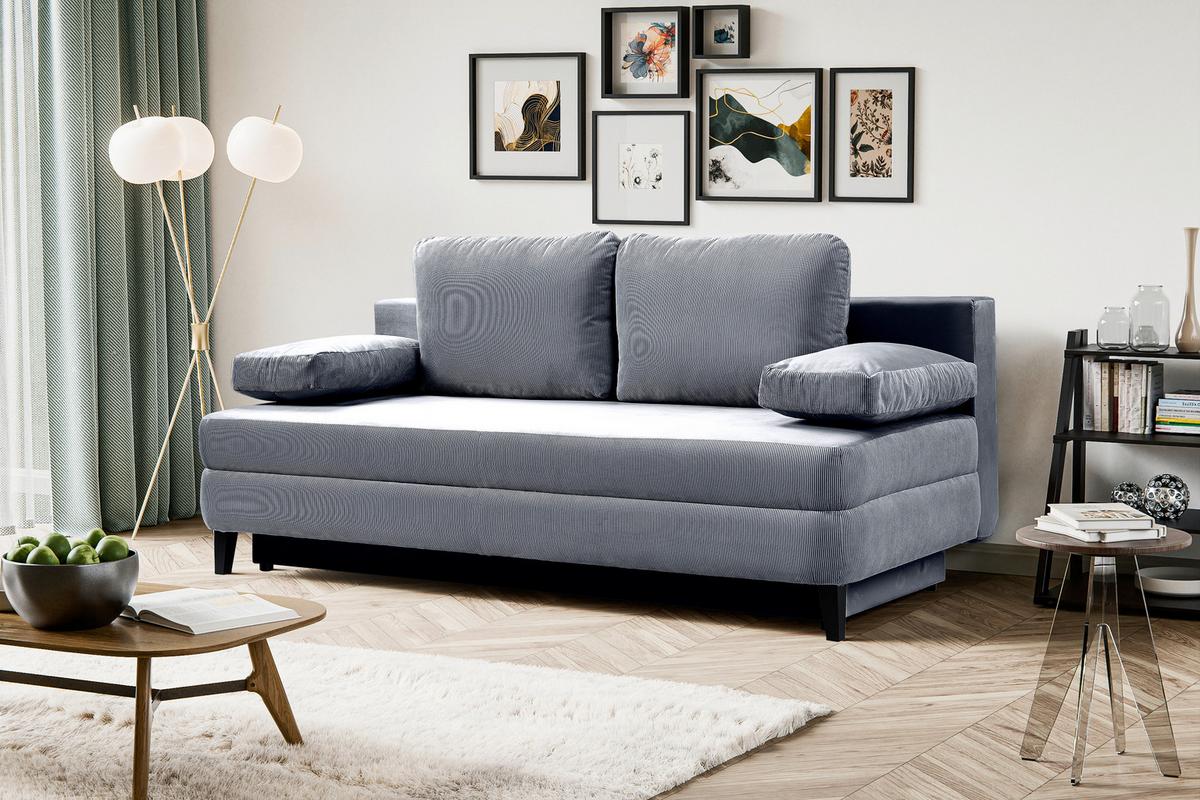Schlafsofa Sorto Blaugrau - Blaugrau/Schwarz, Basics, Holz/Textil (200/91/100cm) - MID.YOU