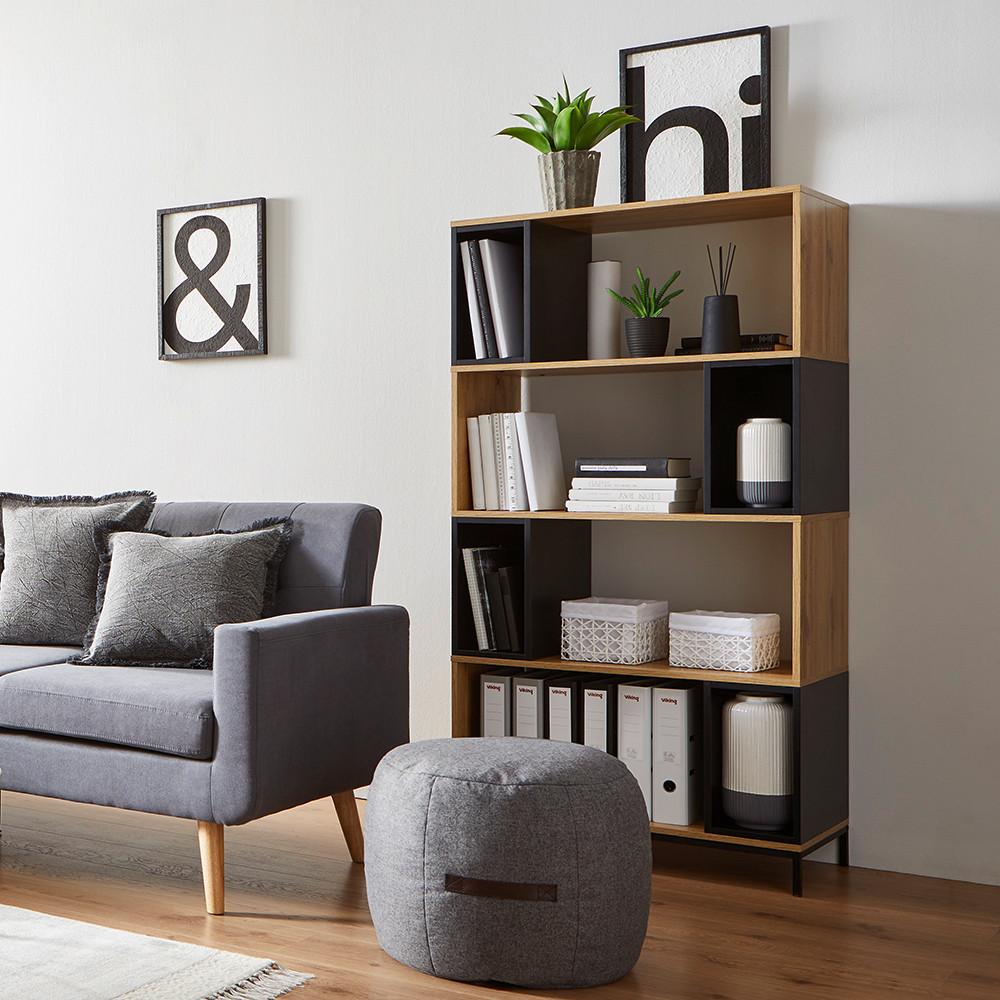HYLLA MEGY - svart/ekfärgad, Modern, metall (80/158/40cm) - Bessagi Home