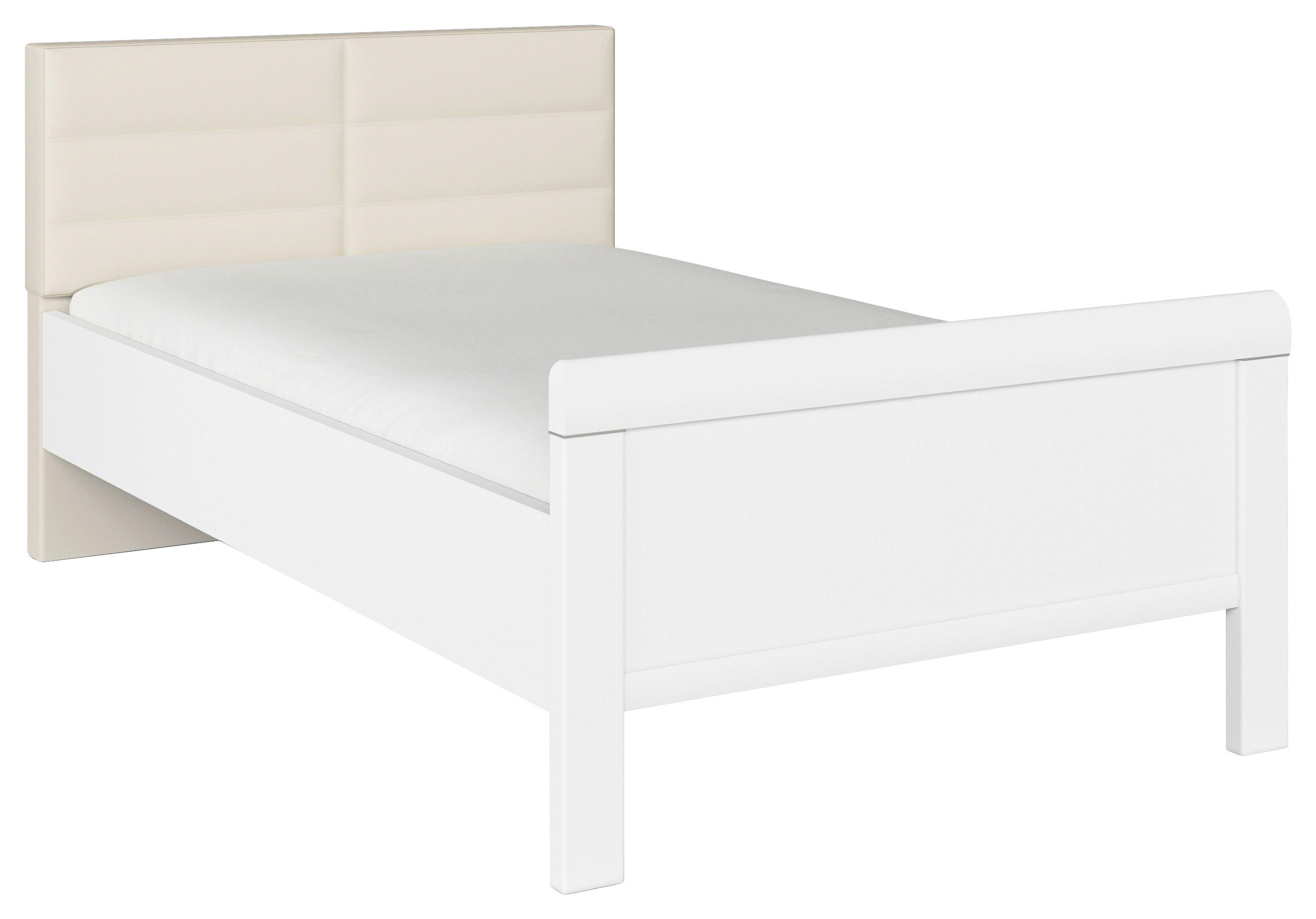 Postelja Evelyn, Bela, Barva Šampanjca, 120x200 - barve šampanjca/bela, Design, leseni material/tekstil (120/200cm) - Novel