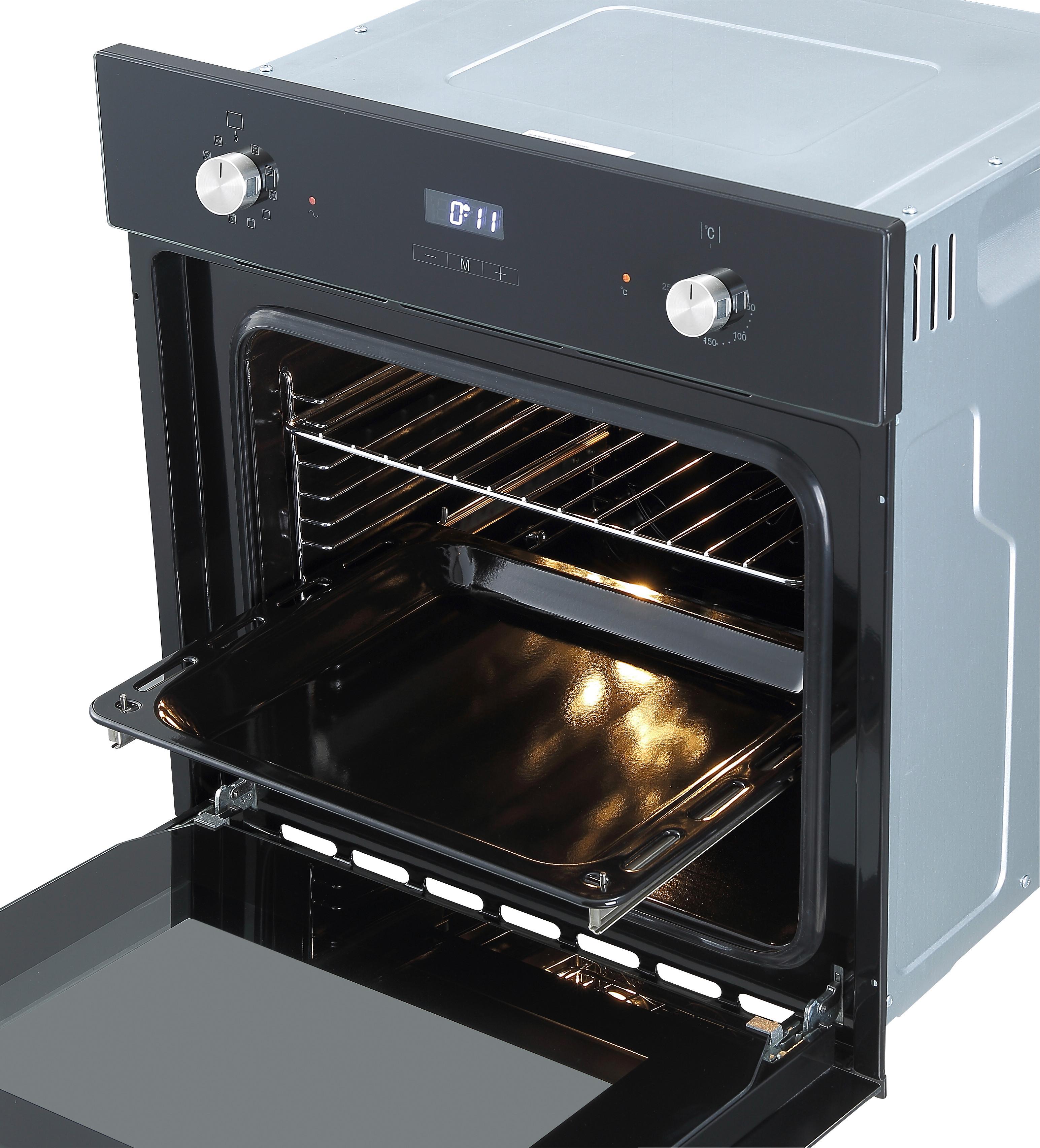 Einbaubackofen Joel ca. 59,5/59/55 cm Schwarz - Schwarz, Trend, Glas/Metall (59,5/59/55cm) - Respekta