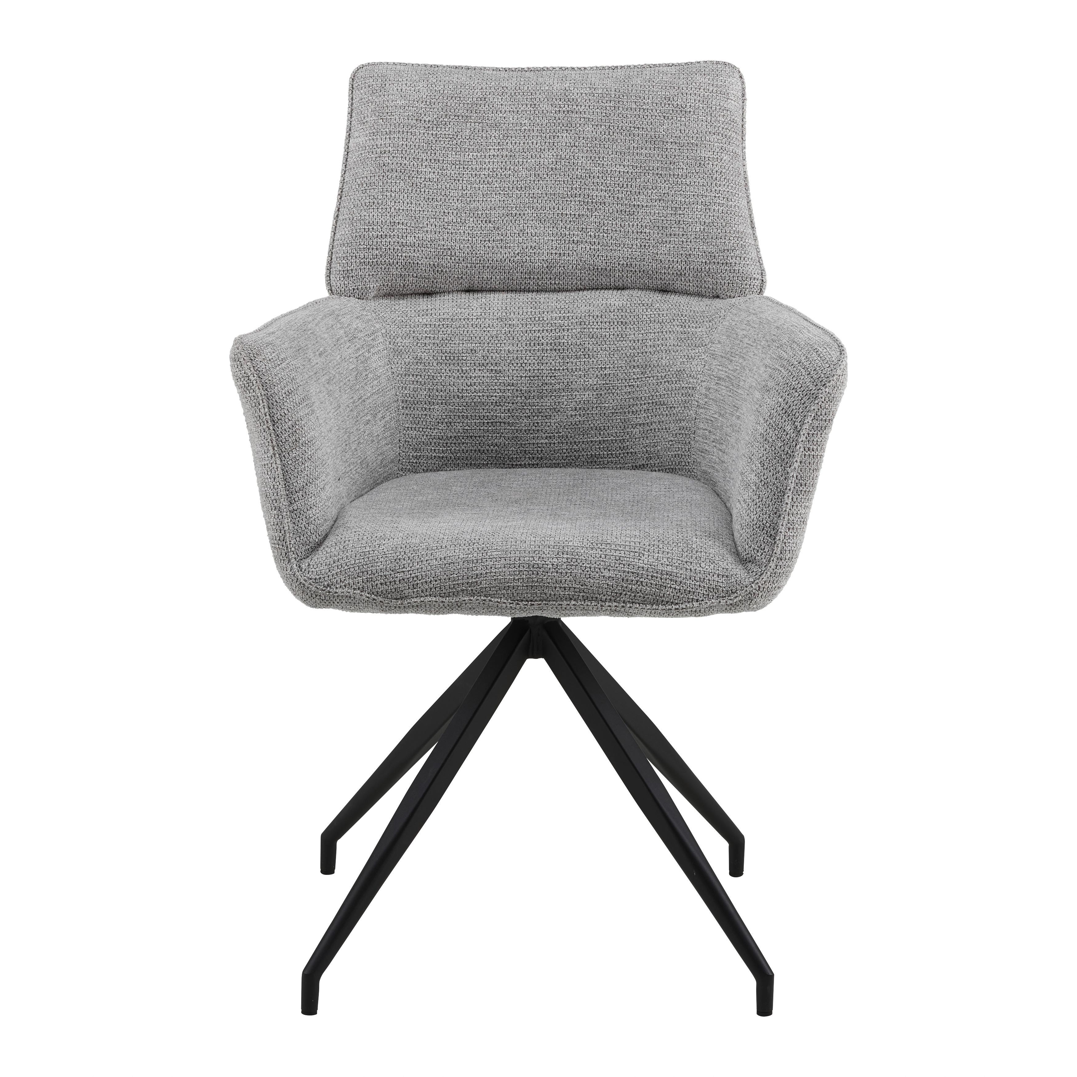 Armlehnstuhl Paolo Grau Webstoff Drehbar Gepolstert - Schwarz/Grau, MODERN, Holz/Textil (57/89/62cm) - Bessagi Home