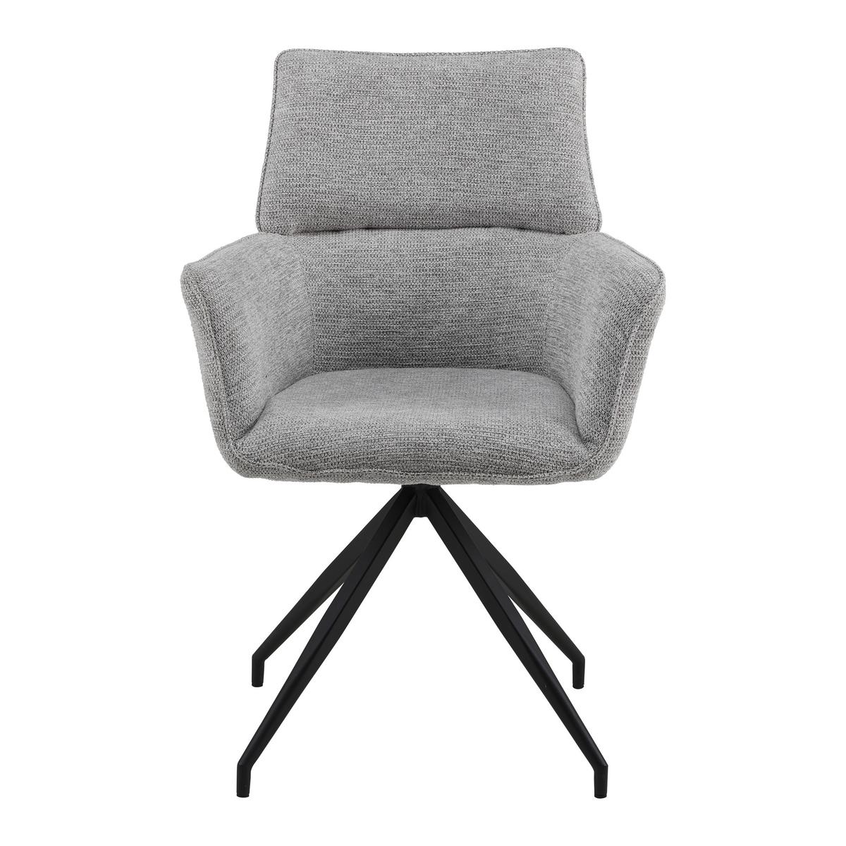 Armlehnstuhl Paolo Grau Webstoff Drehbar Gepolstert - Schwarz/Grau, MODERN, Holz/Textil (57/89/62cm) - Bessagi Home