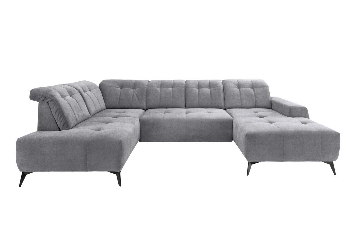 WOHNLANDSCHAFT SANO - Hellgrau/Schwarz, MODERN, Textil/Metall (200/337/180cm) - Livetastic