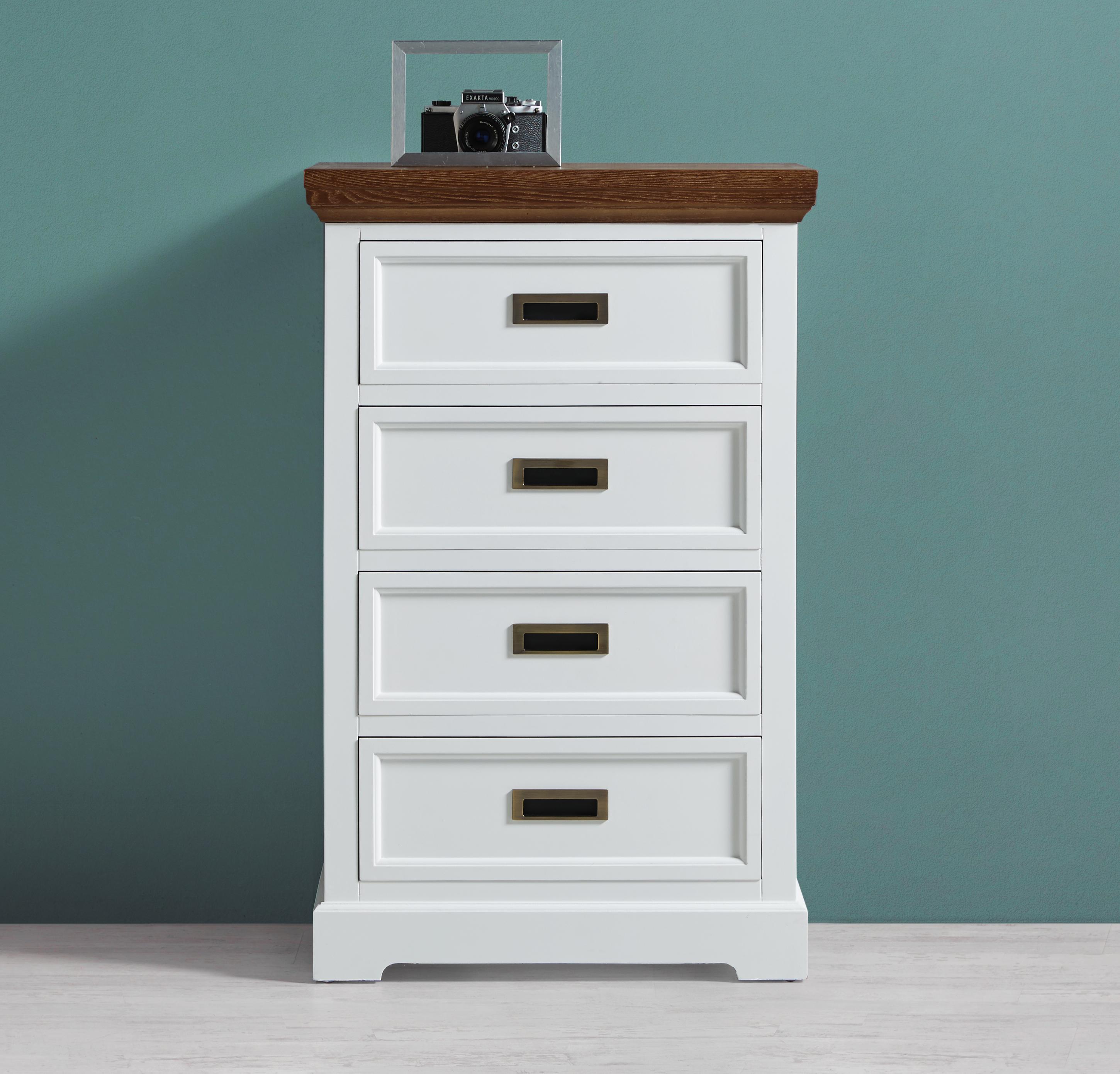 Kommode in Weiß/Eschefarben 'Melanie' - Eschefarben/Weiß, MODERN, Holz/Metall (60/95/40cm) - Bessagi Home