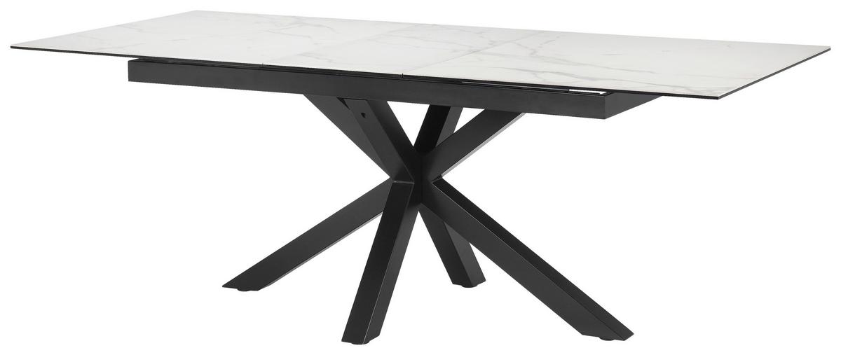 Raztegljiva Miza Lotus, Bela, 168-210x90 - črna/bela, Moderno, kovina/steklo (168-210/90/76cm) - MID.YOU