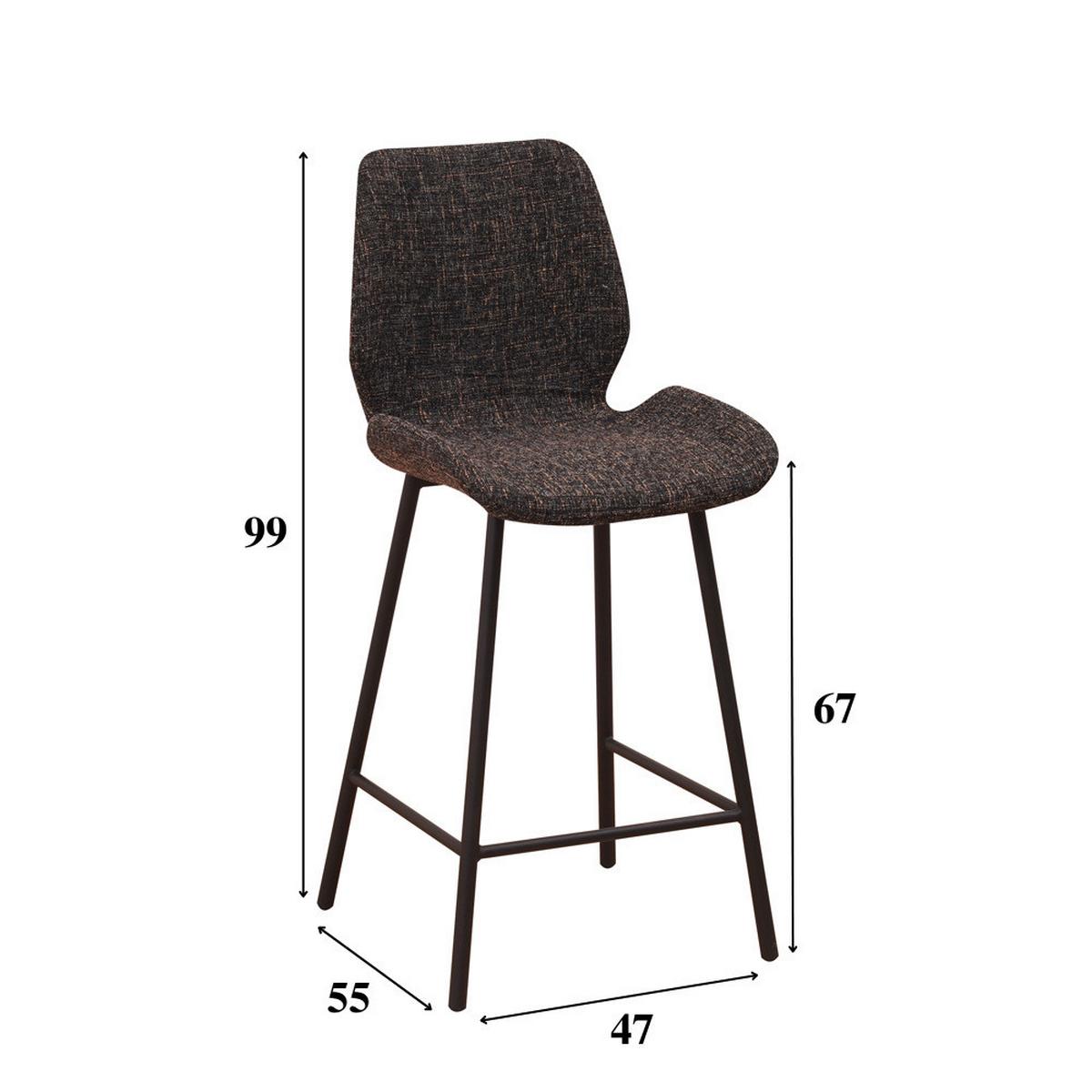 BARHOCKER-SET BARRON - Schwarz, Design, Textil/Metall (47/99/55cm) - MID.YOU