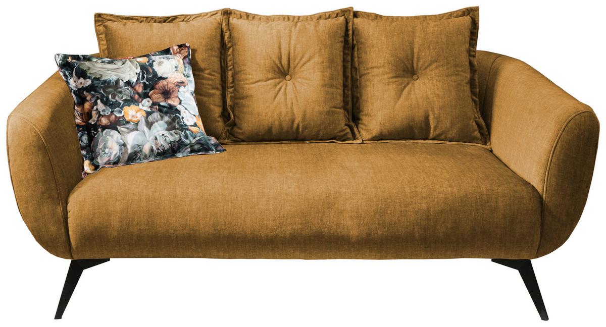 2,5-Sitzer-Sofa Baggio Gelb Velours - Gelb/Multicolor, MODERN, Holz/Textil (196/94/103cm) - Livetastic